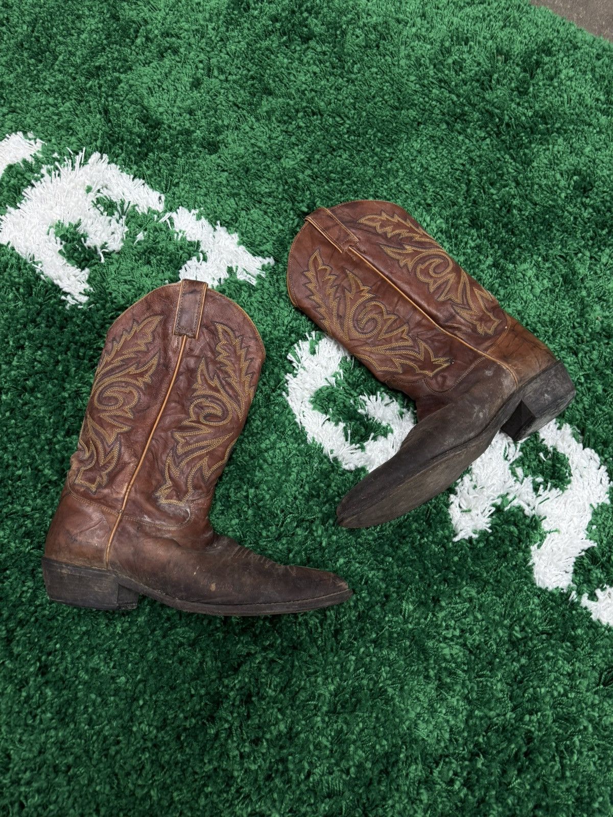 Cowboy Equipment Vintage Brown Leather Justin Cowboy Boots 10 Size US 10 / EU 43 - 6 Thumbnail
