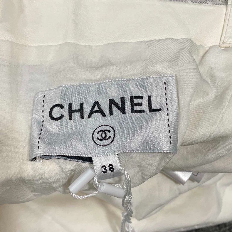 Chanel Chanel White polka dot logo suspender leather skirt 2504-Ne Size XS / US 0-2 / IT 36-38 - 5 Thumbnail
