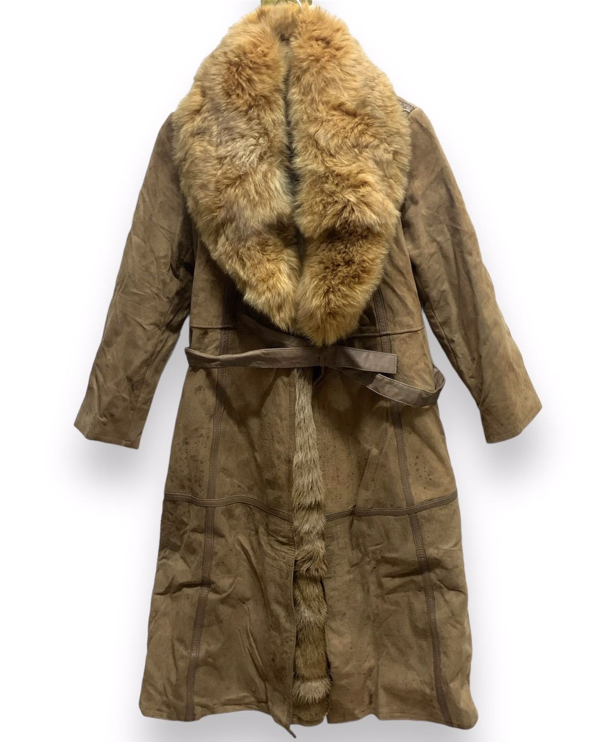 Leather Vintage Mink Fur Collar Leather Long Coat Size L Size US L / EU 52-54 / 3 - 2 Thumbnail