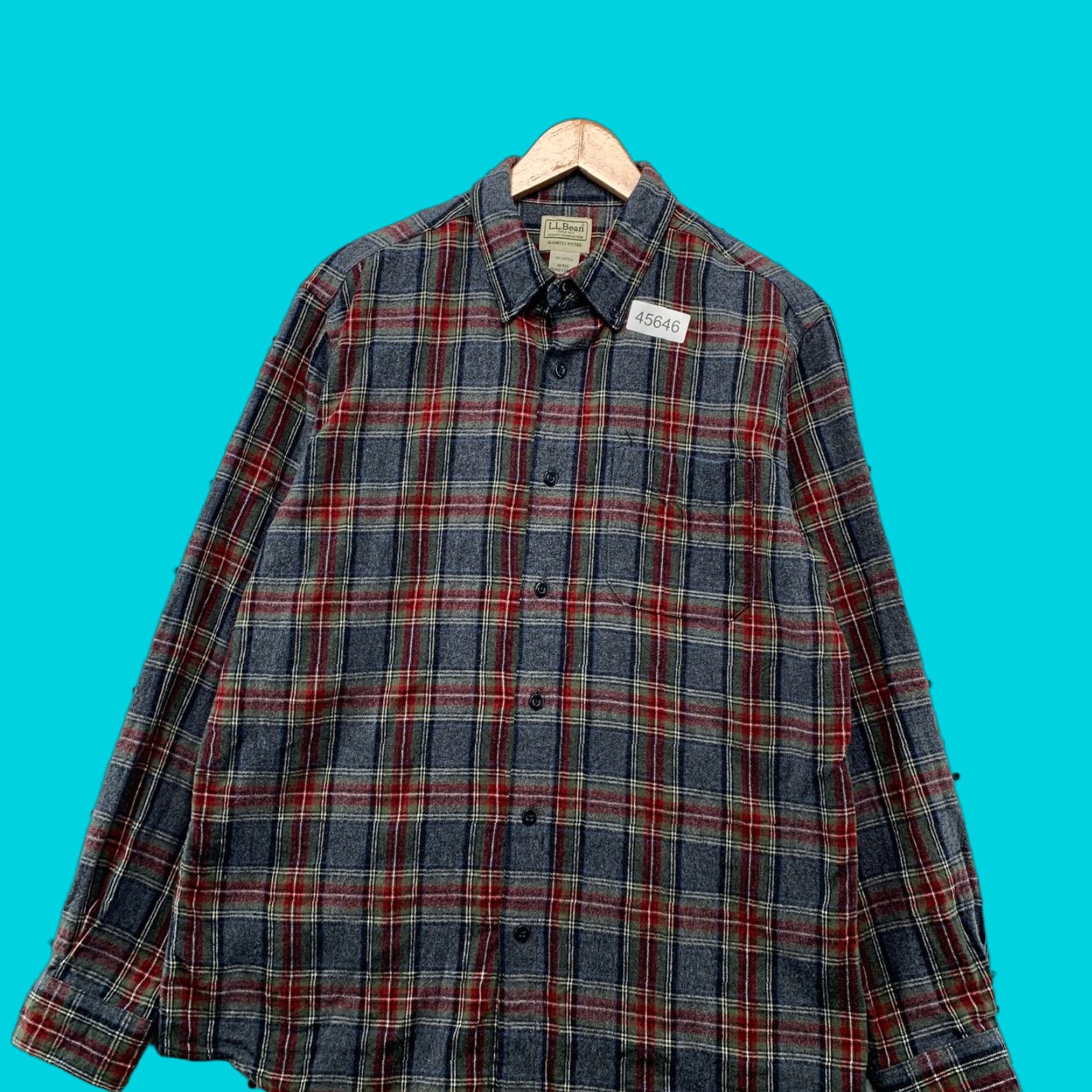 Vintage L.L. Bean Flannel Shirt Mens M Gray Red Plaid Long Sleeve Button-Up Casual Winter Fall Outdoor Size US M / EU 48-50 / 2 - 1 Thumbnail