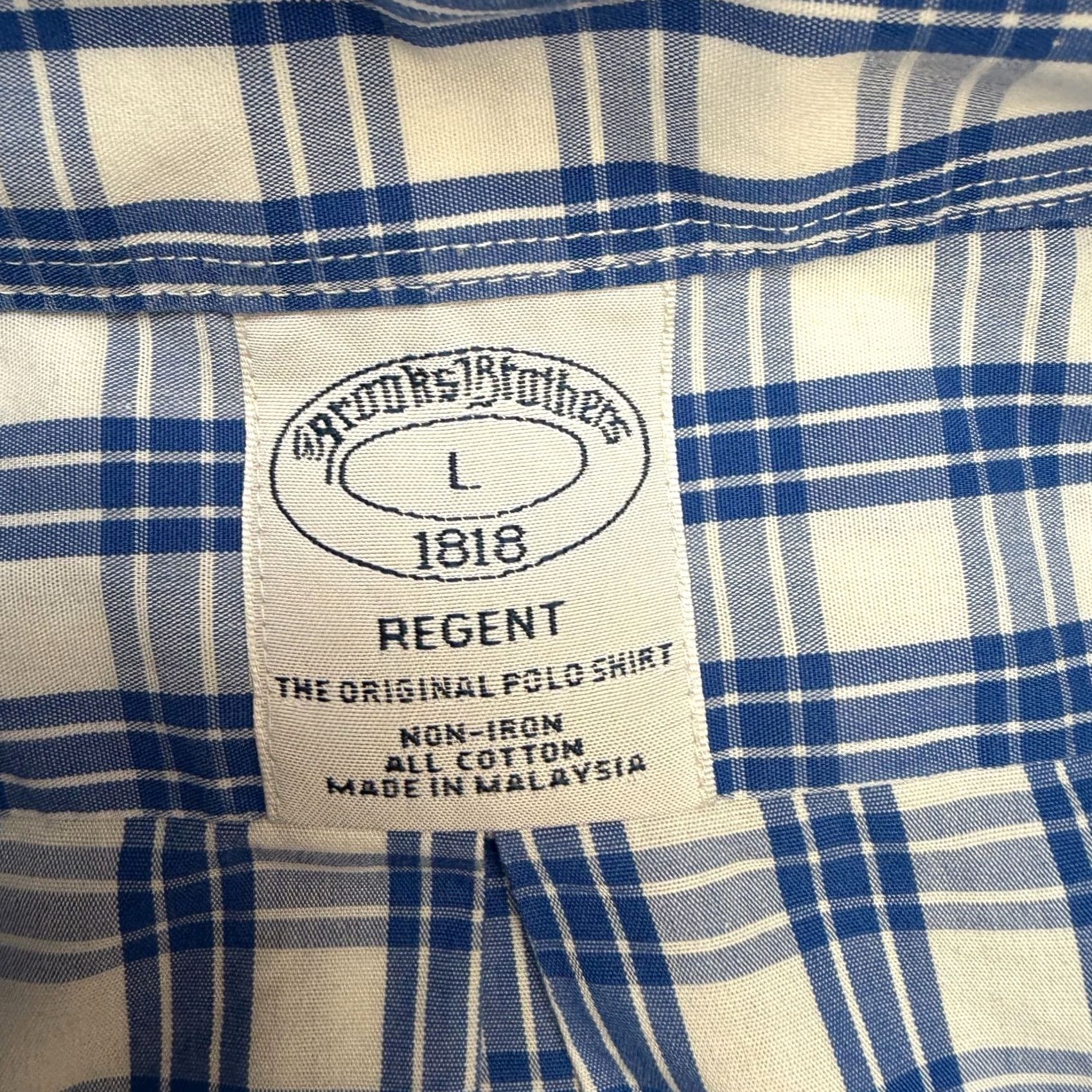 Brooks Brothers Brooks Brothers Shirt Mens Large Blue White Plaid Regent Fit Non Iron Cotton Button-Up Navy Blue Plaid Size US L / EU 52-54 / 3 - 3 Thumbnail
