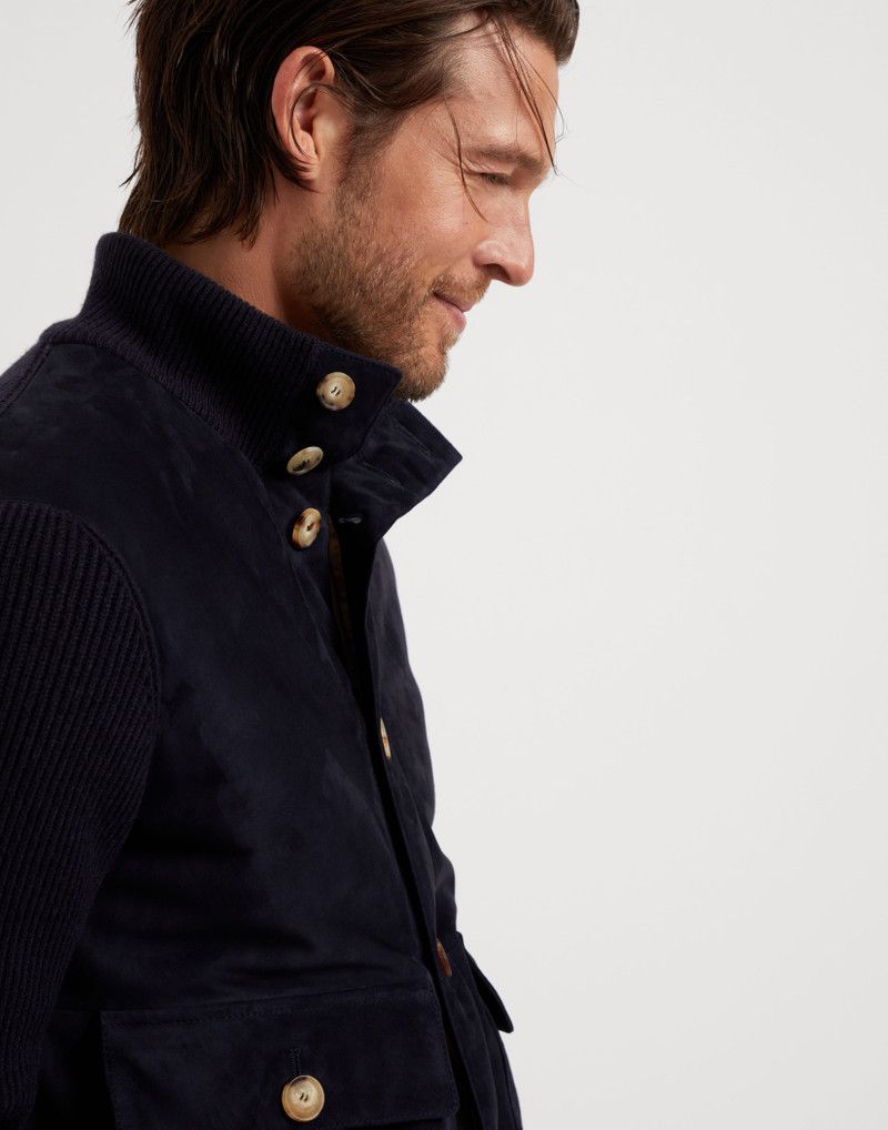 Brunello Cucinelli o1w1db10226 Padded Leather Jacket in Navy Blue Size US S / EU 44-46 / 1 - 3 Thumbnail