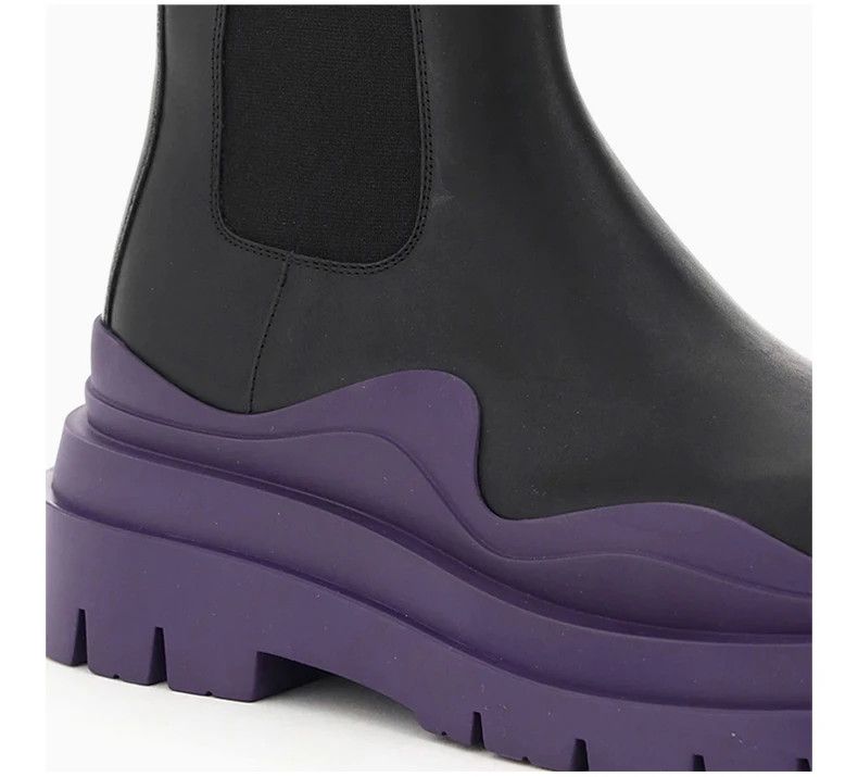 Bottega Veneta o1n1vont1124 Tire Chelsea Boots in Black/Purple Size US 5 / IT 35 - 4 Thumbnail