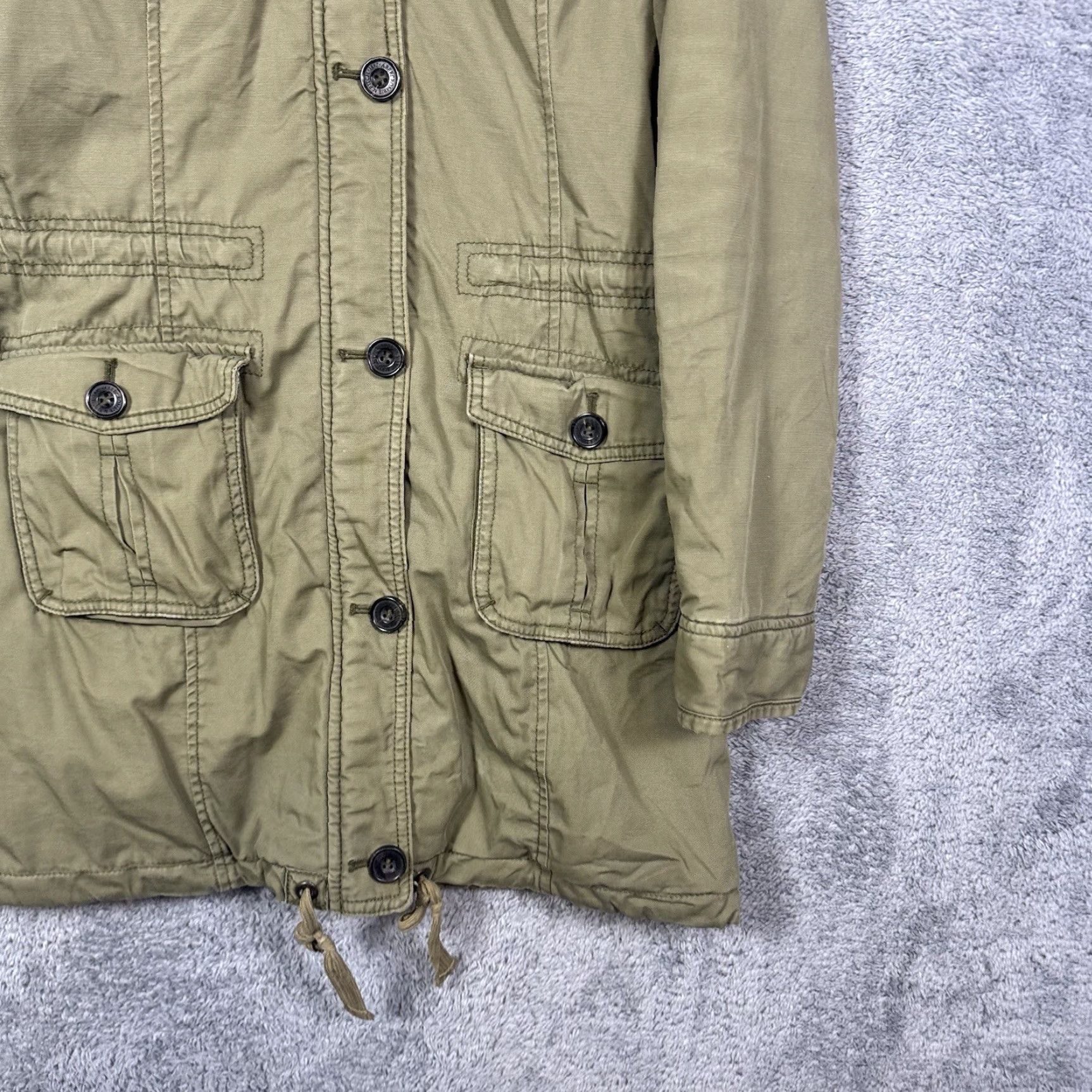 Abercrombie & Fitch Abercrombie & Fitch Jacket Womens M Sherpa Parka Trench Field Chore Coat VTG Y2K Green Hooded Long Sleeve Size M / US 6-8 / IT 42-44 - 2 Thumbnail