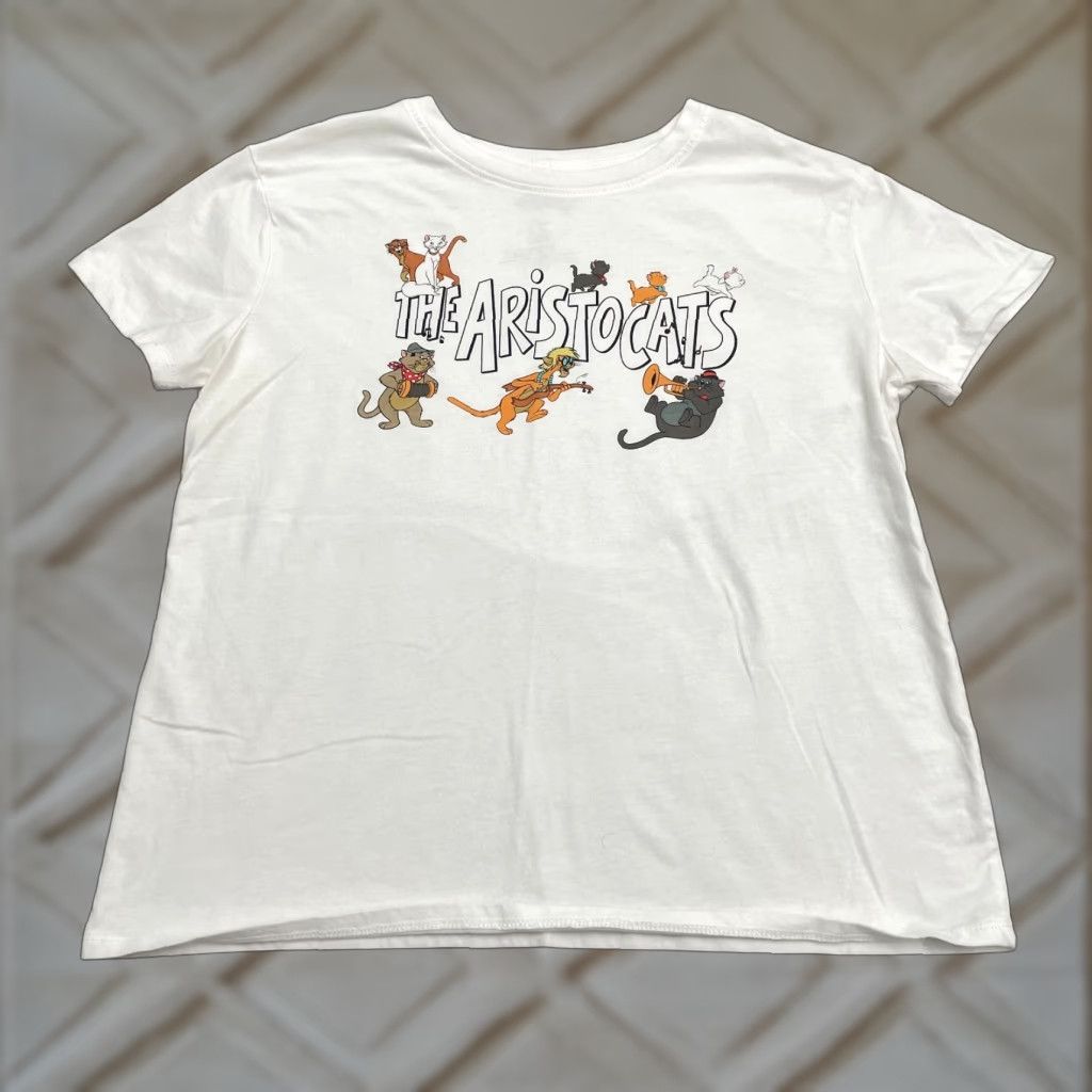 Disney Disney The Aristocats Graphic T-Shirt Womens L White Short Sleeve Crew Tee Size L / US 10 / IT 46 - 1 Thumbnail