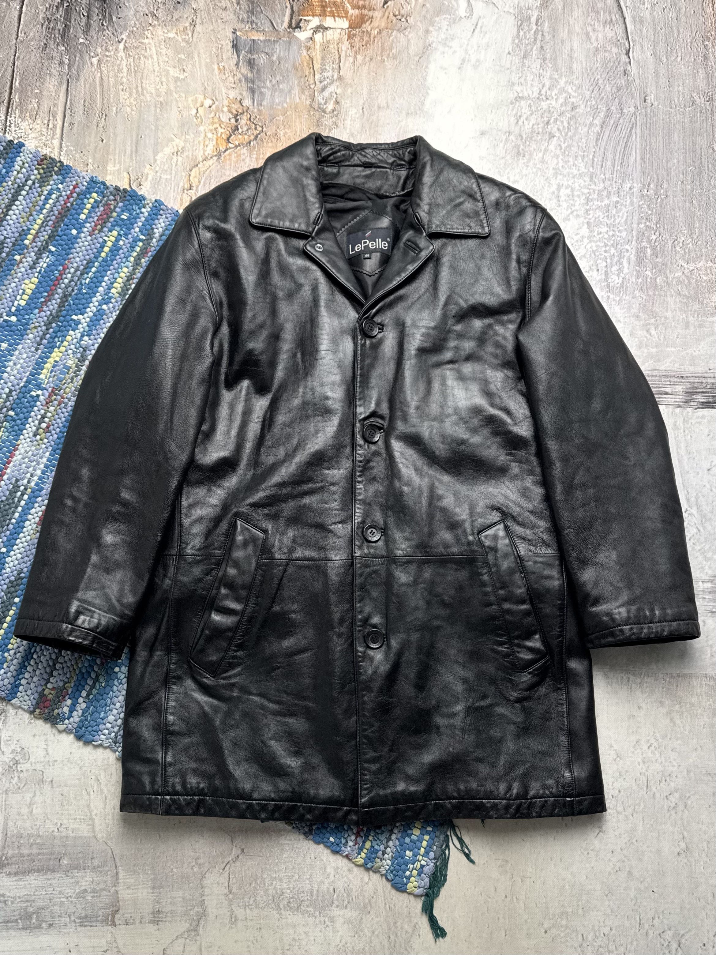Vintage Vintage Heavy Leather Coat A6(V1)D15 Size US M / EU 48-50 / 2 - 1 Thumbnail