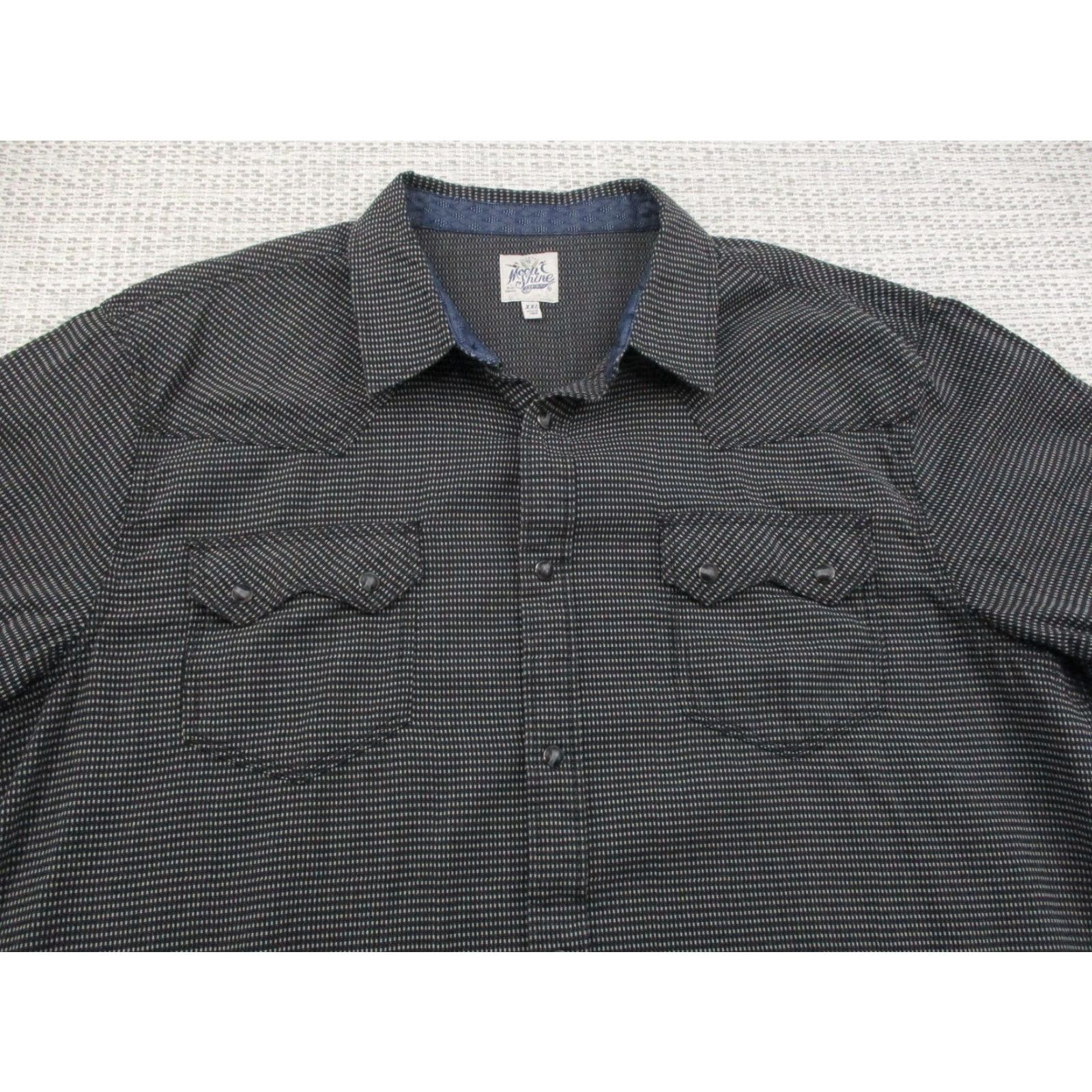 Vintage Moon Shine Spirit Shirt Mens 2XL Western Pearl Snap Long Sleeve Black Geometric Pattern Casual Workwear Shirt Mens 2XL Moon Shine Spirit Womens? Size US XXL / EU 58 / 5 - 5 Thumbnail