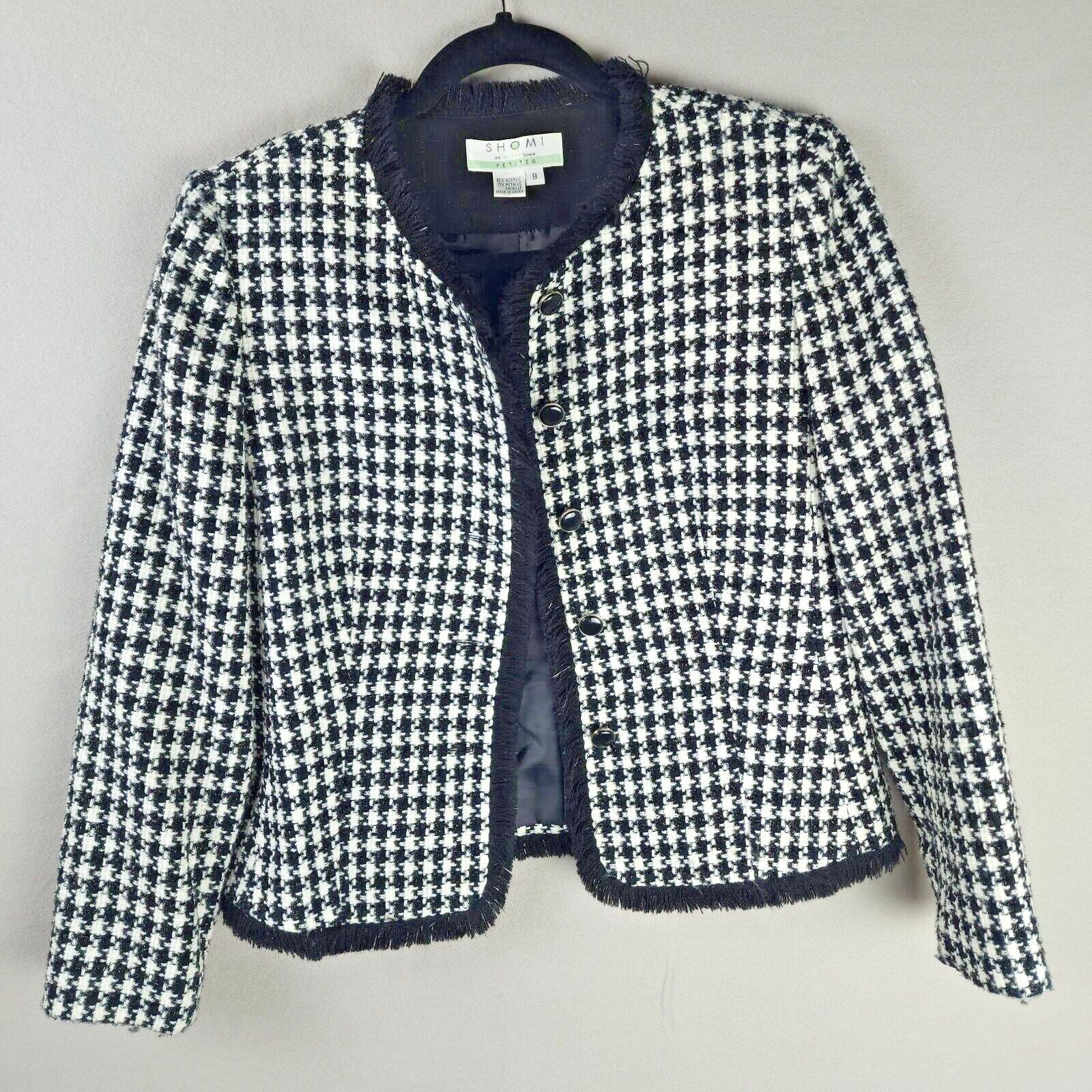 Vintage Shomi Petites Black & White Check Short Jacket- Size 8 Size M / US 6-8 / IT 42-44 - 1 Thumbnail