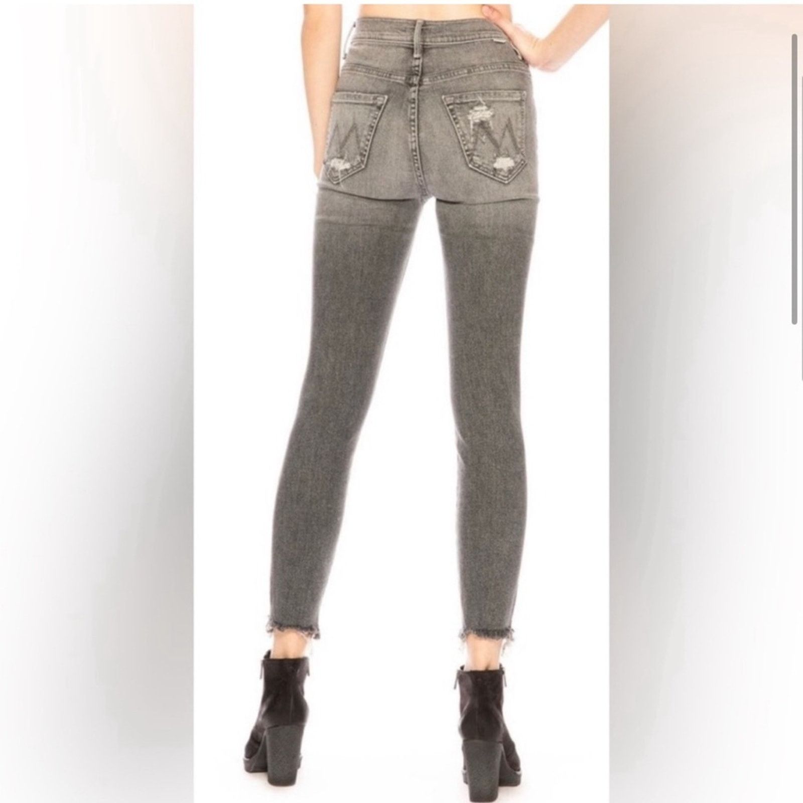 MOTHER MOTHER High Waisted Looker Ankle Chew Jeans - Size 24 Size 24" / US 00 / IT 34 - 3 Thumbnail