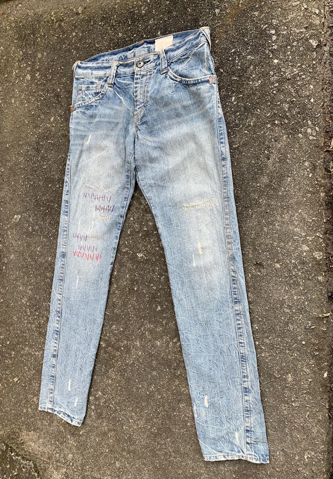 Beauty Beast × If Six Was Nine Distressed Antgauge Embroidered Denim Pants Size US 30 / EU 46 - 4 Thumbnail