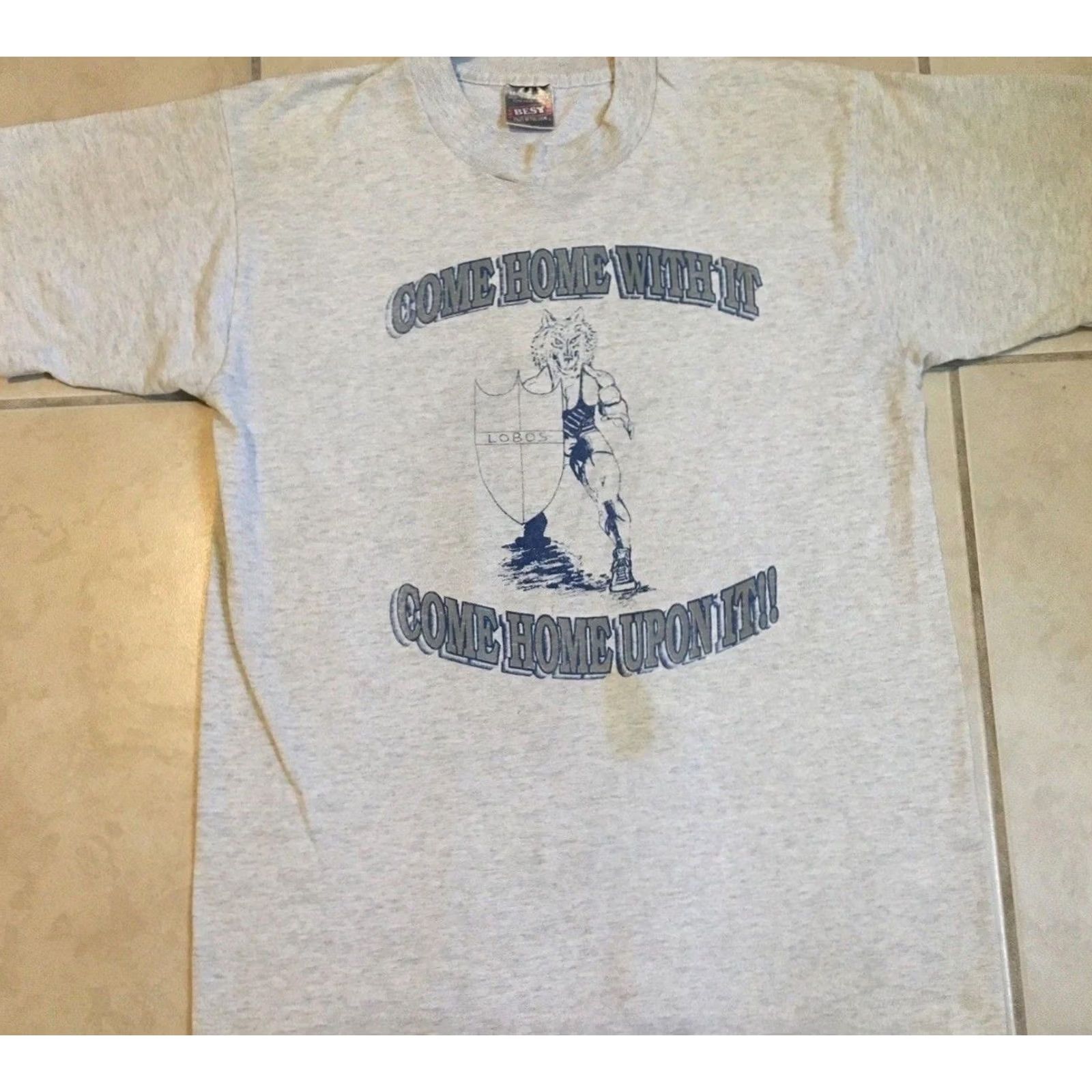 Vintage VINTAGE 90s Wrestling Shirt Men S Gray Funny Hold My Headgear While I Kiss Your Girlfriend Distressed Single Stitch USA Grunge T-Shirt Short Sleeve Size US S / EU 44-46 / 1 - 2 Thumbnail
