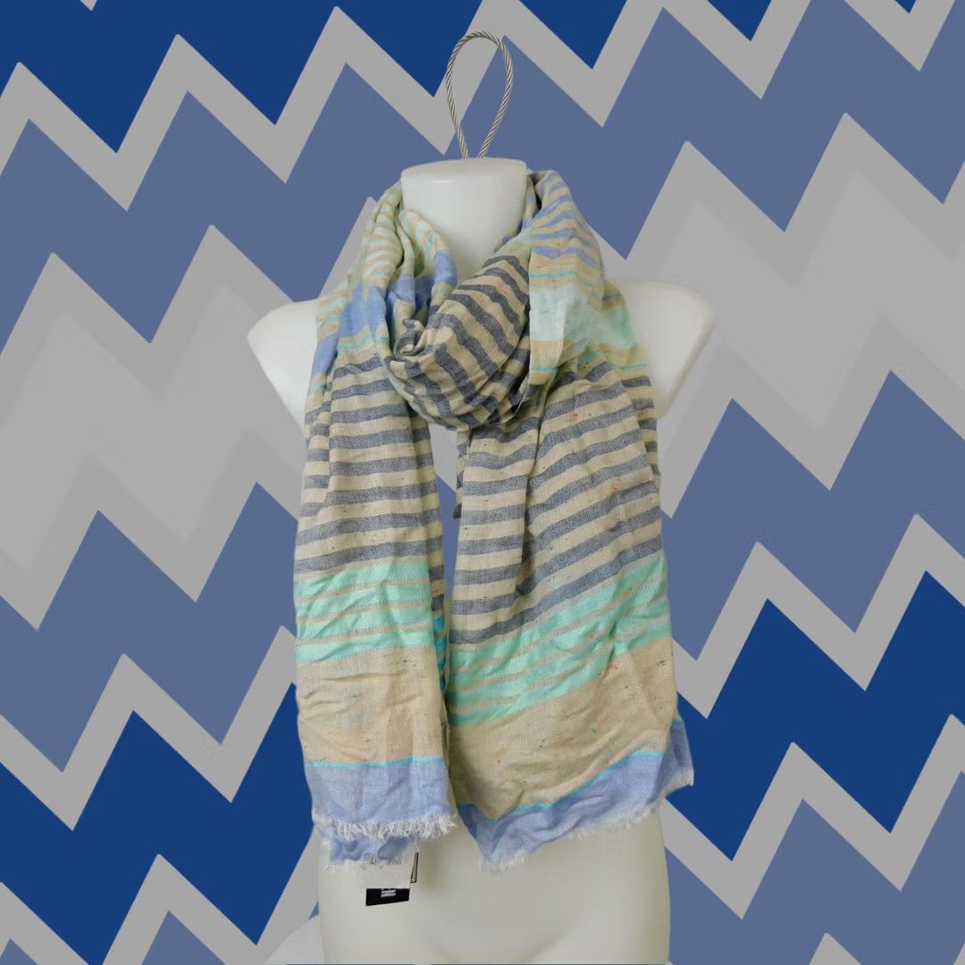 Steve Madden Steve Madden Oversize Blanket Wrap-Scarf Speckled Stripe Denim Multi Women Size ONE SIZE - 1 Thumbnail
