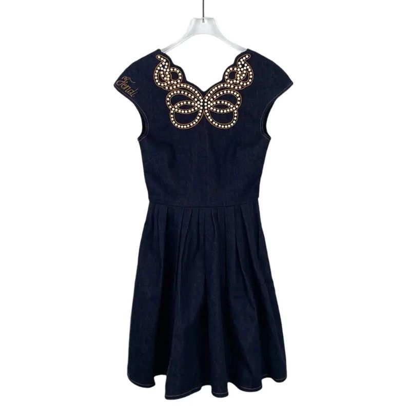 Fendi Fendi Deep Blue Cotton Women's Dress 0089 Size XS / US 0-2 / IT 36-38 - 1 Thumbnail