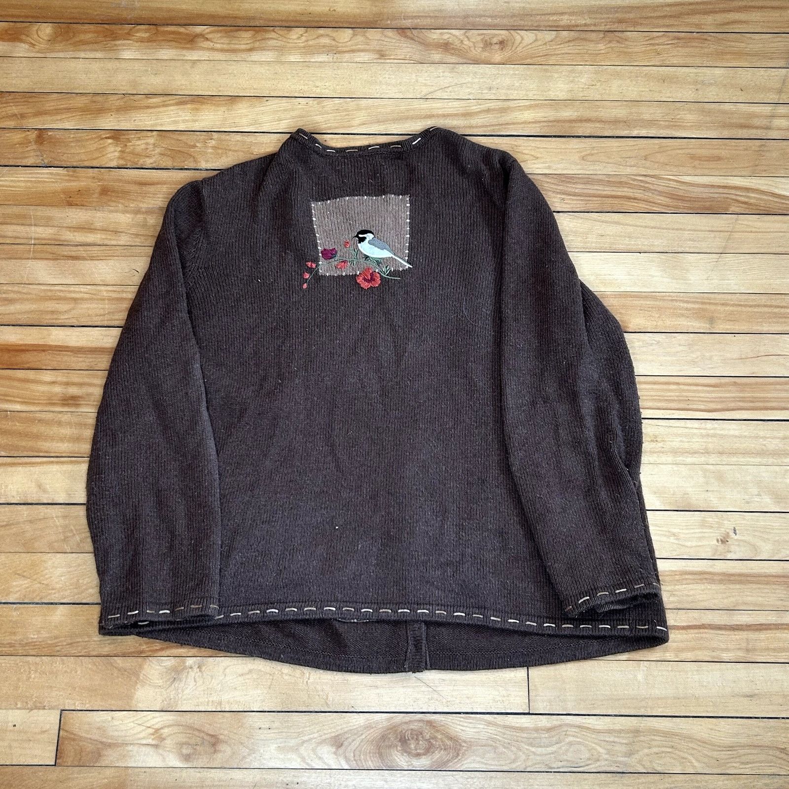 Croft & Barrow Y2K Femme Brown Spring Button Up Sweater 1X Size XL / US 12-14 / IT 48-50 - 5 Thumbnail