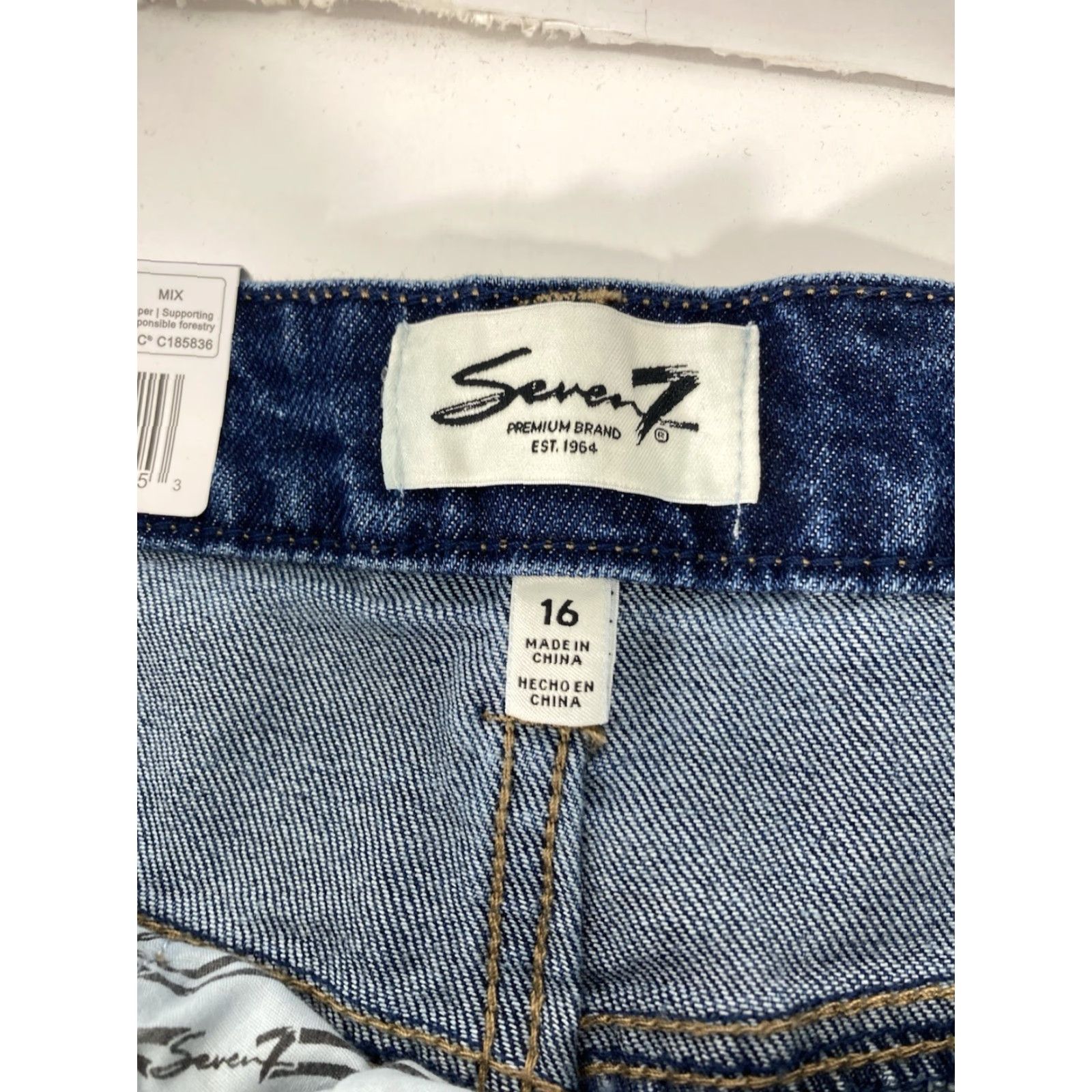 Vintage VINTAGE Seven7 90s Straight Jeans Women Size 16 36X30 Blue Denim High Rise Stretch NWT Size 38" / US 16 / IT 52 - 6 Thumbnail