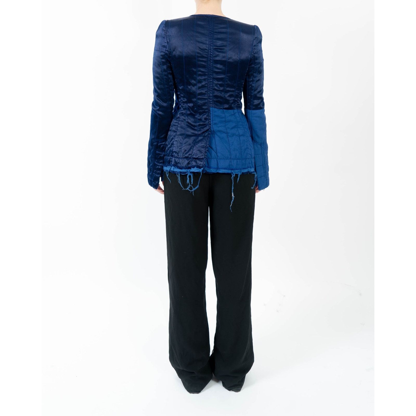Haider Ackermann FW18 Blue Satin Distressed Jacket Size S / US 4 / IT 40 - 6 Thumbnail