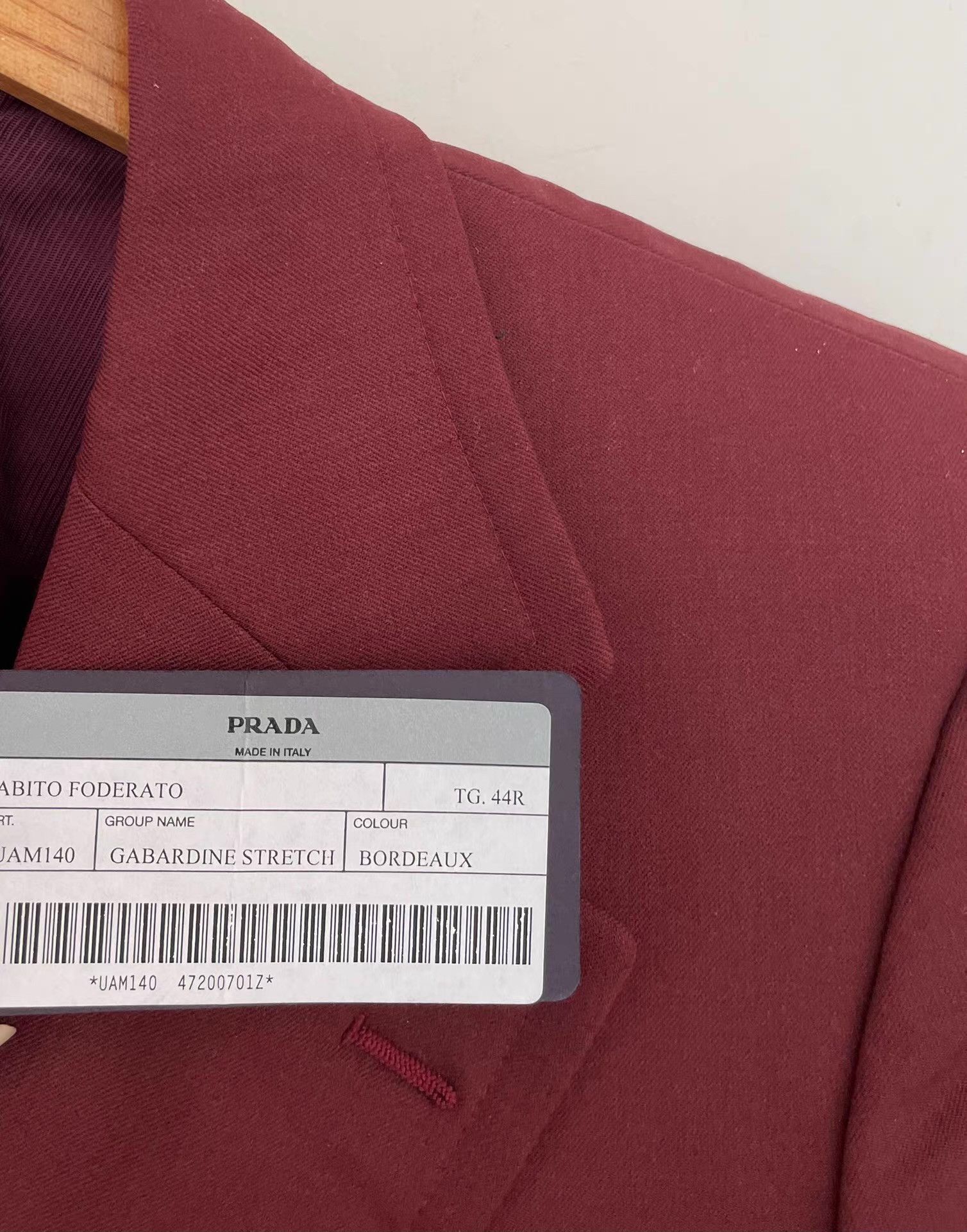 Prada Prada Men's Burgundy One-Button Wool Blazer Ｑ21 Size 50R - 2 Thumbnail