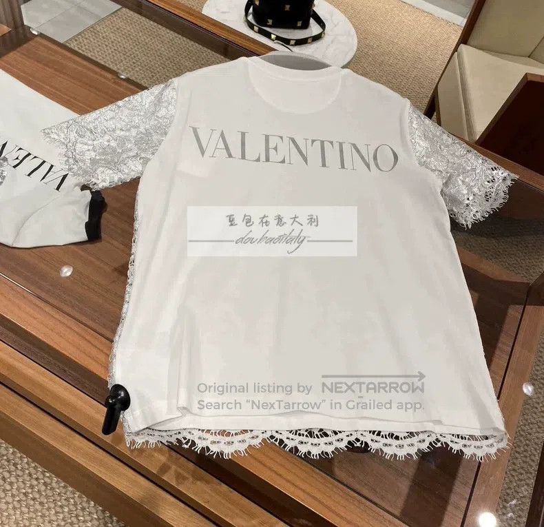Valentino Valentino Silver fine glitter lace paneled short sleeves Size XL / US 12-14 / IT 48-50 - 2 Thumbnail