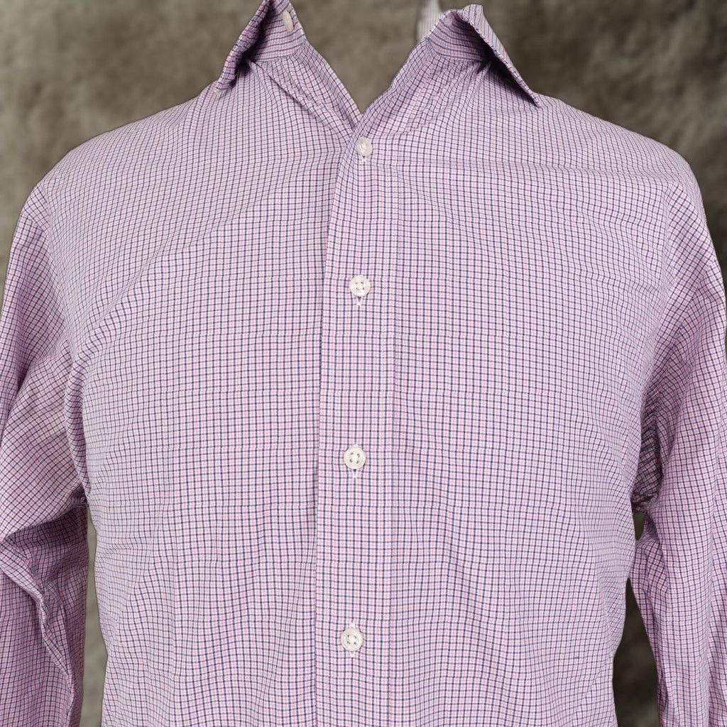 Polo Ralph Lauren VINTAGE Polo Ralph Lauren Dress Shirt Men 16.5 Regular Fit Check Cotton Pink Blue 90s Business Casual Size 42R - 1 Thumbnail