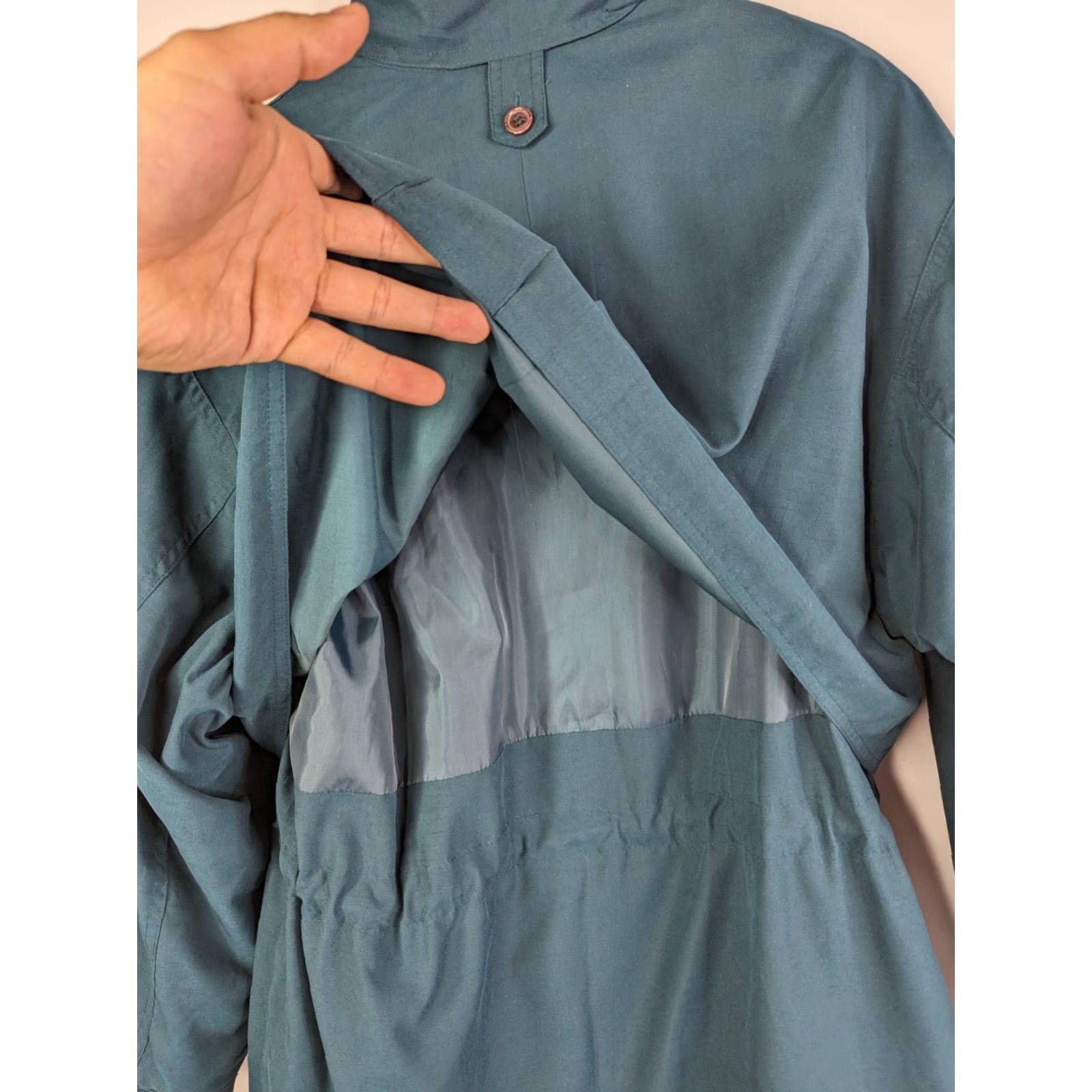 Vintage Alorna Coat Womens Long Turquoise Hooded Pockets Linerless Overcoat 5/6 Size Regular Button Casual Size S / US 4 / IT 40 - 6 Thumbnail
