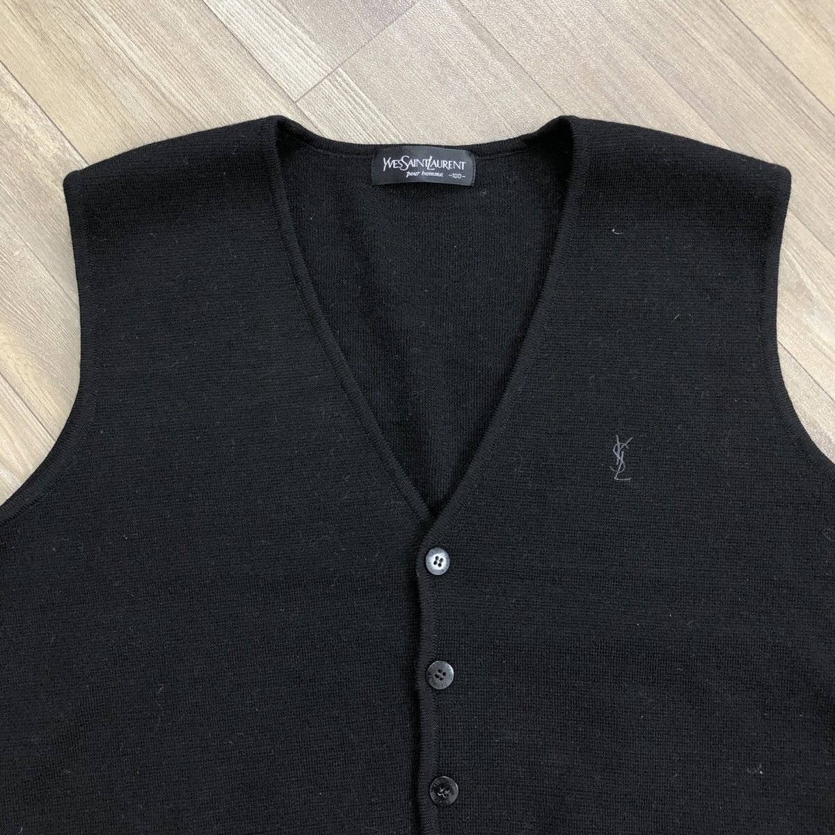 Vintage × Yves Saint Laurent Vintage Yves Saint Laurent YSL Italian Designer Black Vest Size XL / US 12-14 / IT 48-50 - 2 Thumbnail