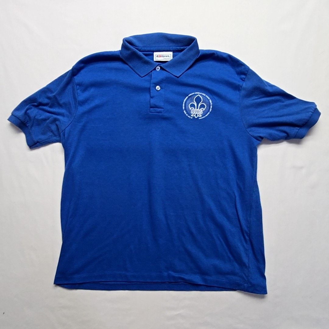 Hanes Vintage Orlean American Highschool Polo Blue XL Shirt 90s Size US XL / EU 56 / 4 - 1 Thumbnail