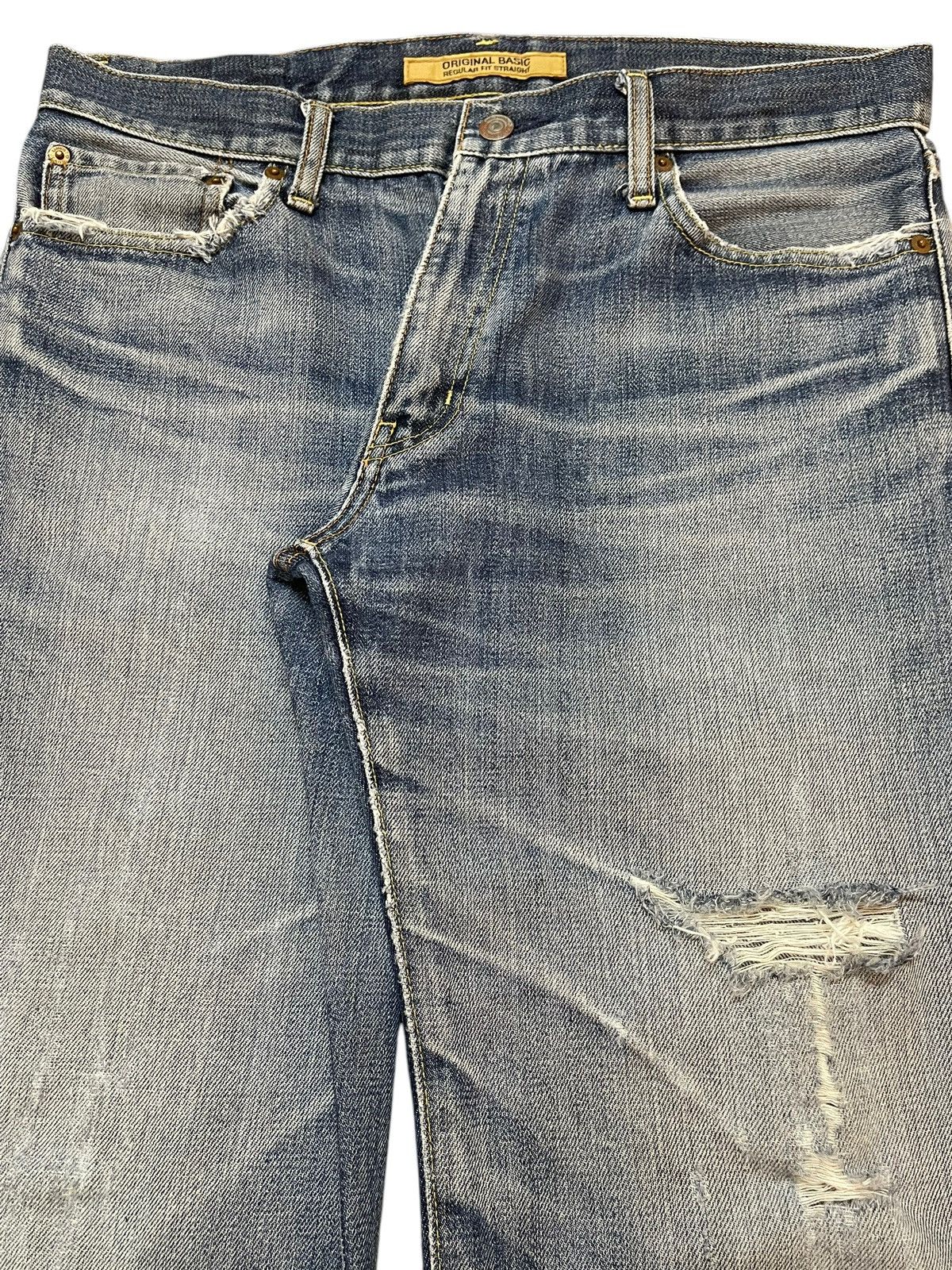 Uniqlo Vintage Y2k Japan Uniqlo Faded Wash Distress Wide Leg Baggy Size US 33 - 4 Thumbnail