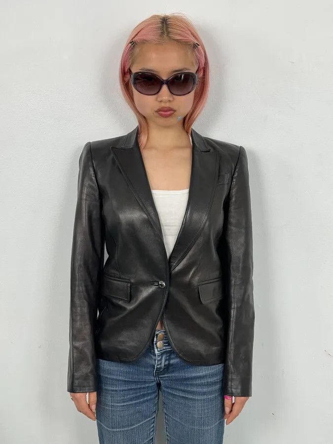 Gucci FW2001 Gucci Black Leather Minimal Blazer Jacket by Tom Ford Size S / US 4 / IT 40 - 3 Thumbnail