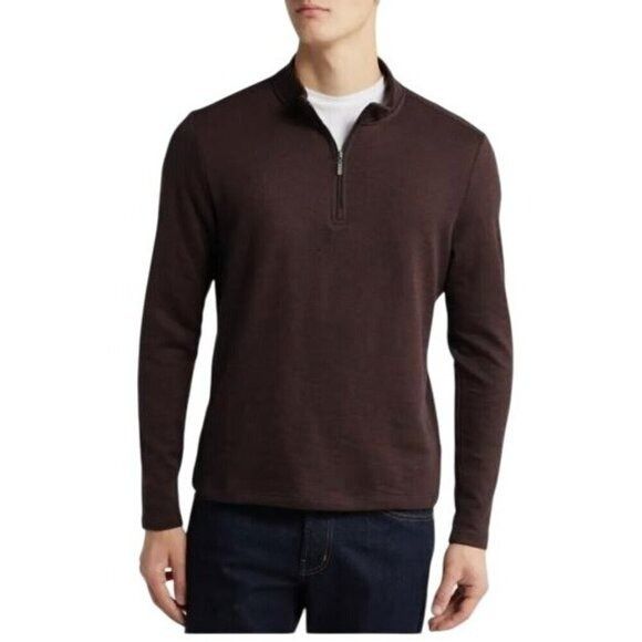 Robert Barakett Robert Barakett Mens Wine Half Zip Knit Crestwood Pullover S Size US XXL / EU 58 / 5 - 1 Thumbnail