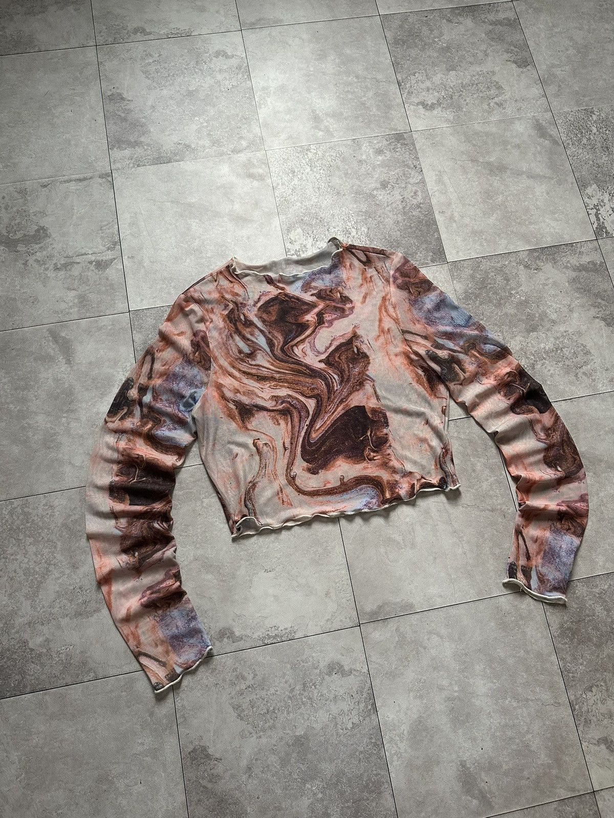 Hysteric Glamour Abstract Design Save The Queen JPG Cropped Mesh Long Sleeve Size S / US 4 / IT 40 - 4 Thumbnail