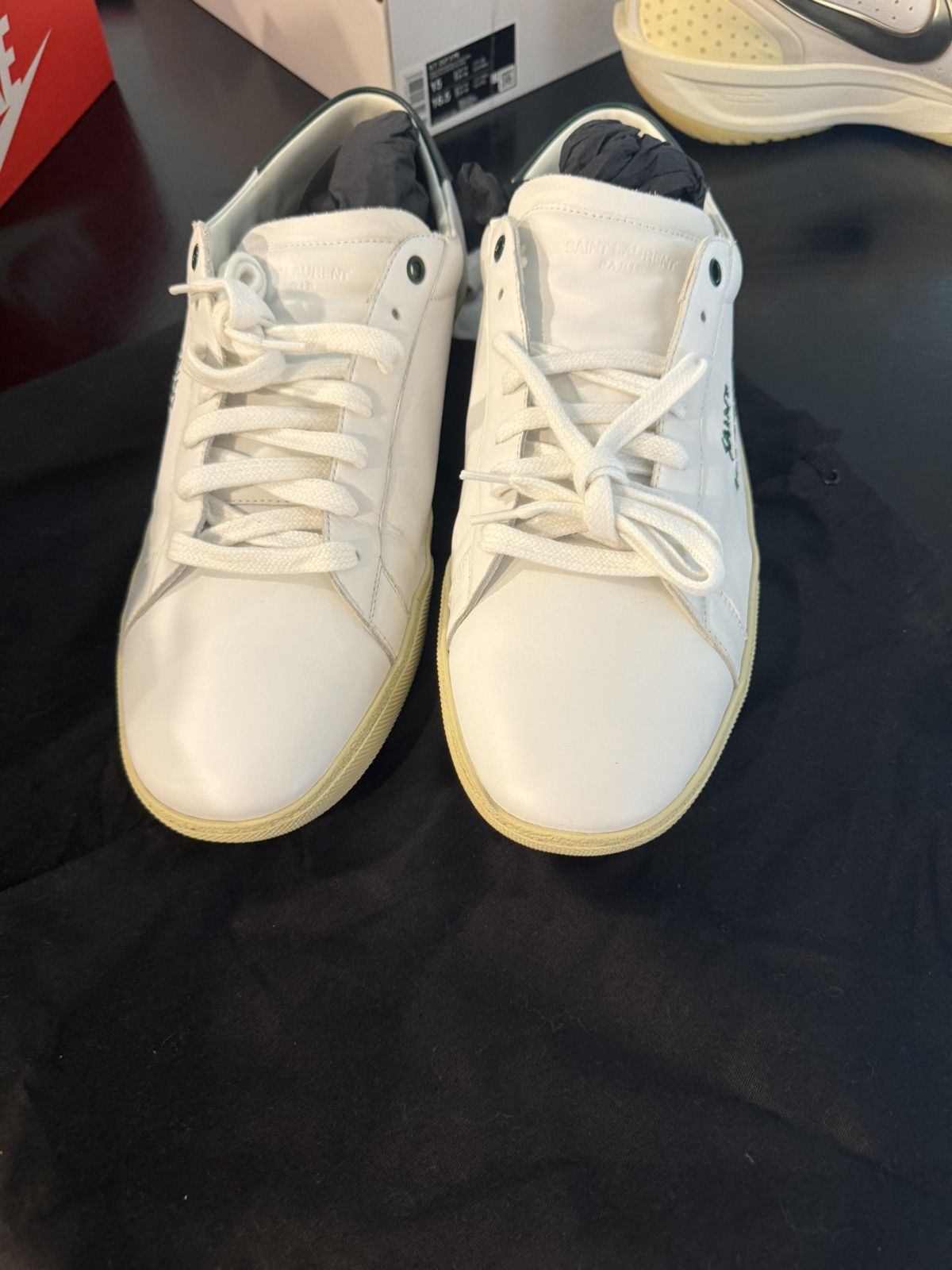 Saint Laurent Paris Saint Laurent SL-06 Court Leather 'White Dark Basil' Size US 15 / EU 48 - 3 Thumbnail