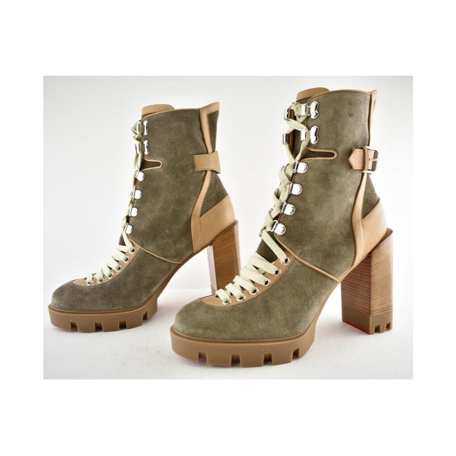 Christian Louboutin Christian Louboutin Macademia 100 Grey Suede Lace Up Size US 10 / IT 40 - 9 Thumbnail