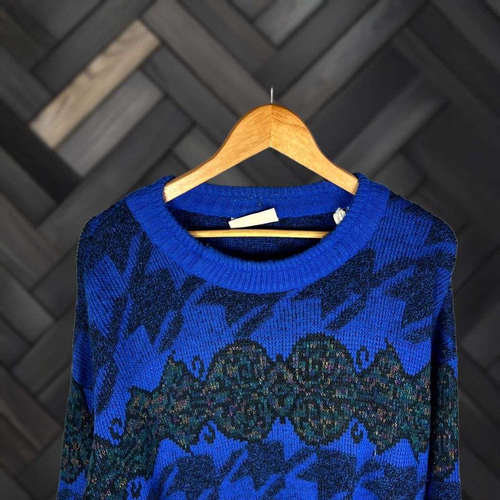 Vintage VINTAGE Setball Italy Sweater Blue Black Wool Acrylic Bold Pattern Size S Men Pullover Knits Size US S / EU 44-46 / 1 - 1 Thumbnail