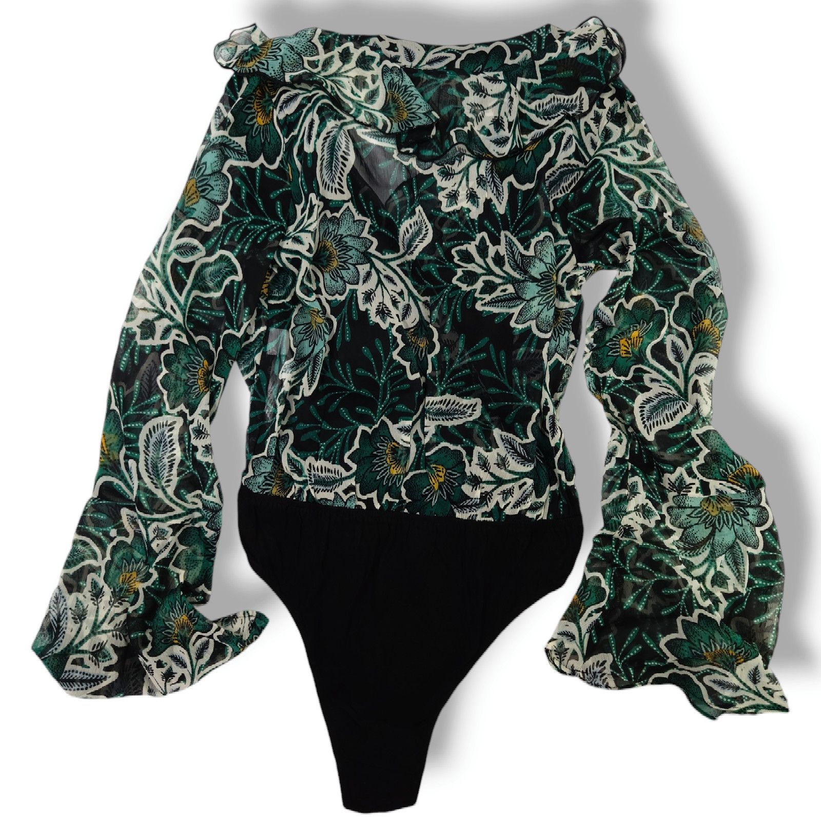 Other Band of the Free Bonnie Emerald Floral Bodysuit S NWT Size S / US 4 / IT 40 - 4 Thumbnail