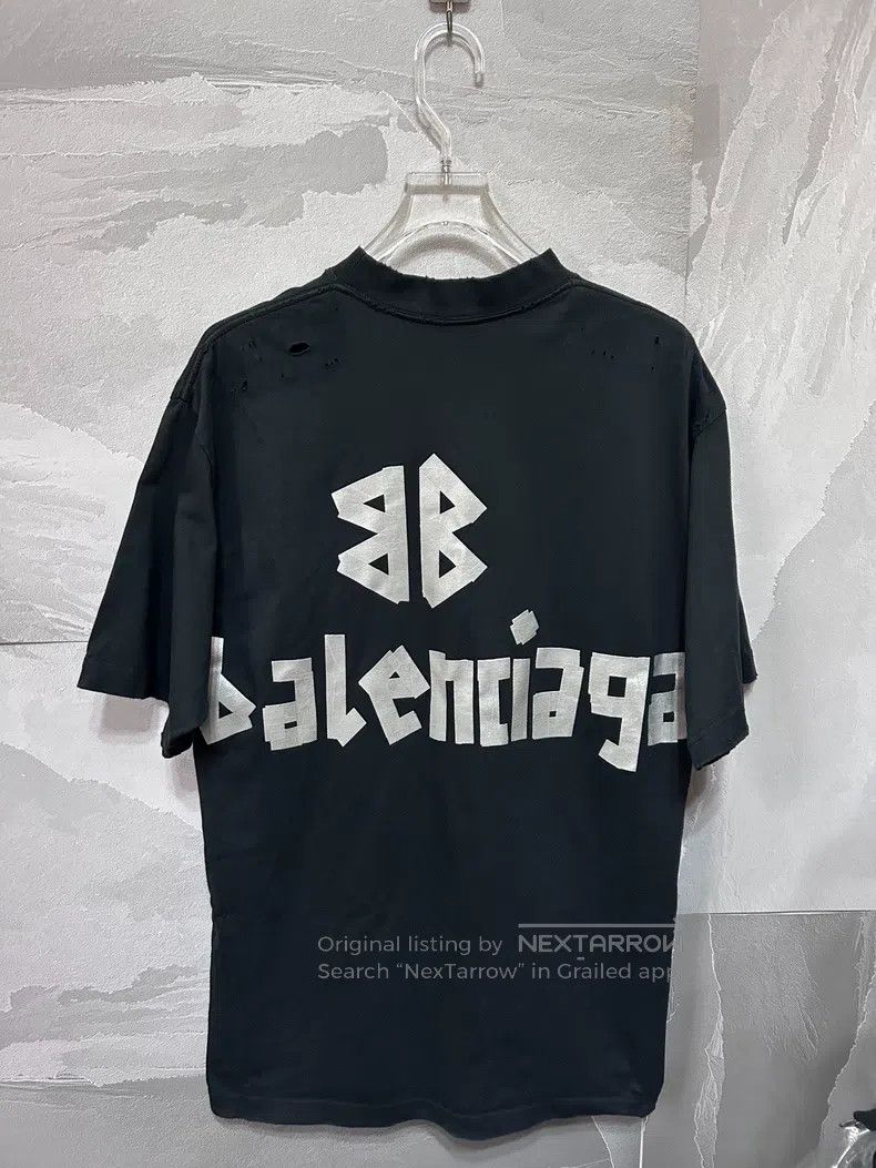 Balenciaga Balenciaga Black and silver tape short sleeve T-shirt Size US XS / EU 42 / 0 - 2 Thumbnail