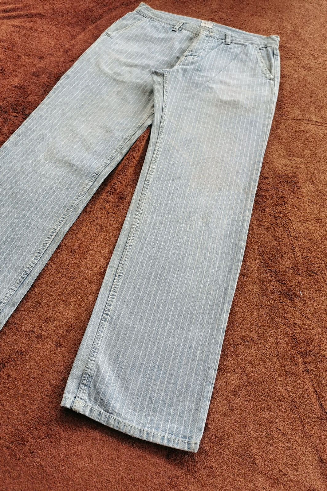 Kapital Dept Japan Pinstripe Wash Blue Denim Jeans Size US 32 / EU 48 - 6 Thumbnail
