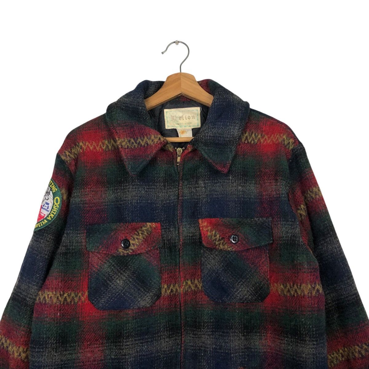 Vintage 📌Vintage Wool Work Jacket Melton Tartan Design Blanket Size US L / EU 52-54 / 3 - 4 Thumbnail