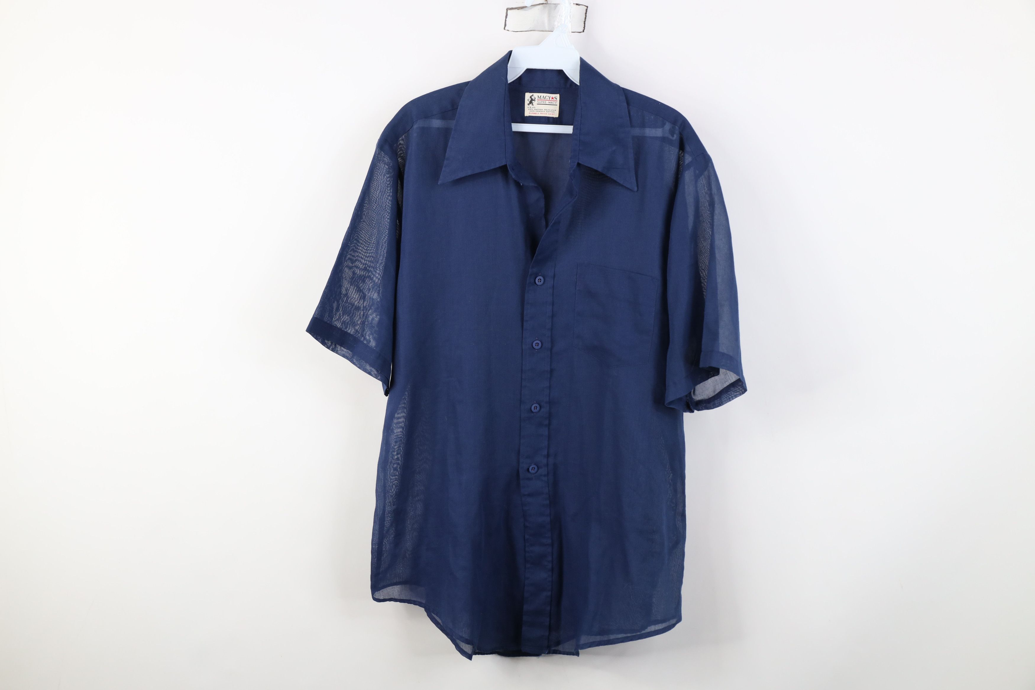 Vintage Vintage 50s 60s Macys Lightweight Collared Button Shirt USA Size US L / EU 52-54 / 3 - 1 Thumbnail