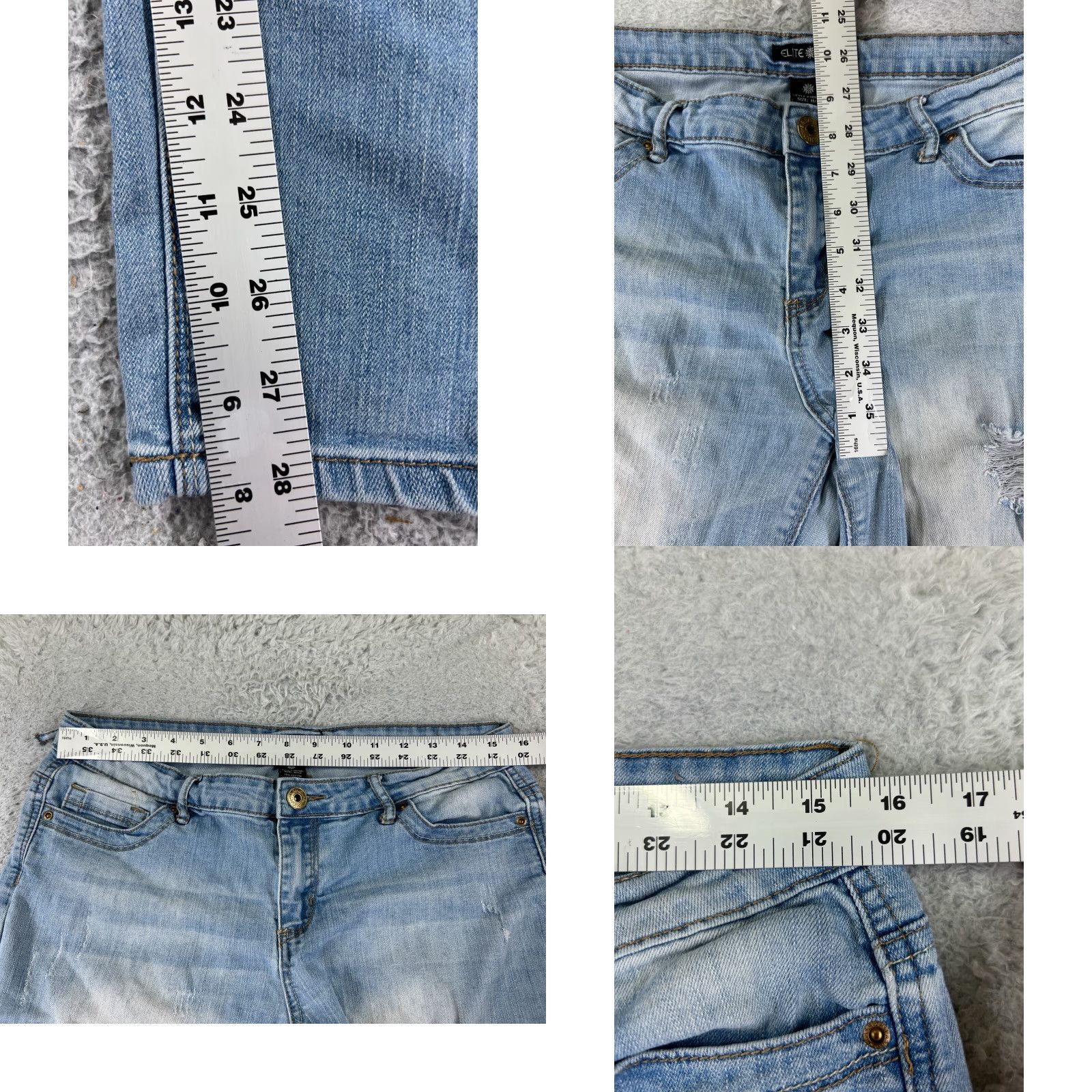 Vintage Elite Jeans Jeans Women's 30x28 Blue Denim Tapered Distressed Cotton Blend 11 Regular Belt Loops 5-Pocket Design Size 32" / US 10 / IT 46 - 8 Thumbnail