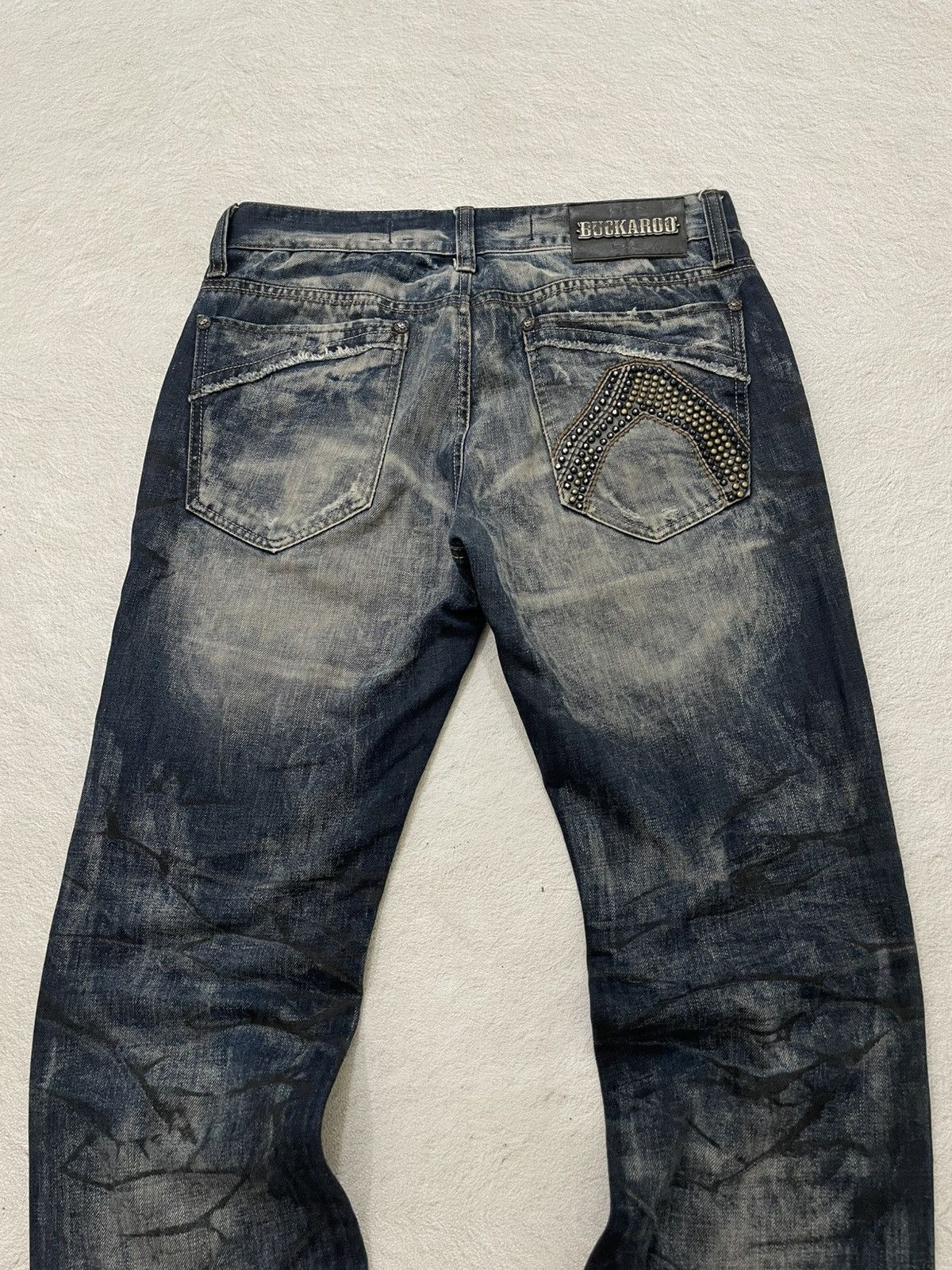 Japanese Brand 2000s Buckaroo Distressed Destroyed Denim Grunge Vkei Ifsix Size US 31 - 10 Thumbnail