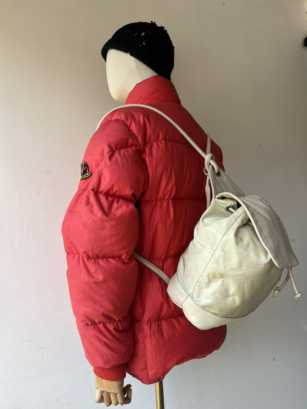 Leather Vintage MaxMara Scratches Patina Leather Nylon Backpack Size ONE SIZE - 4 Thumbnail
