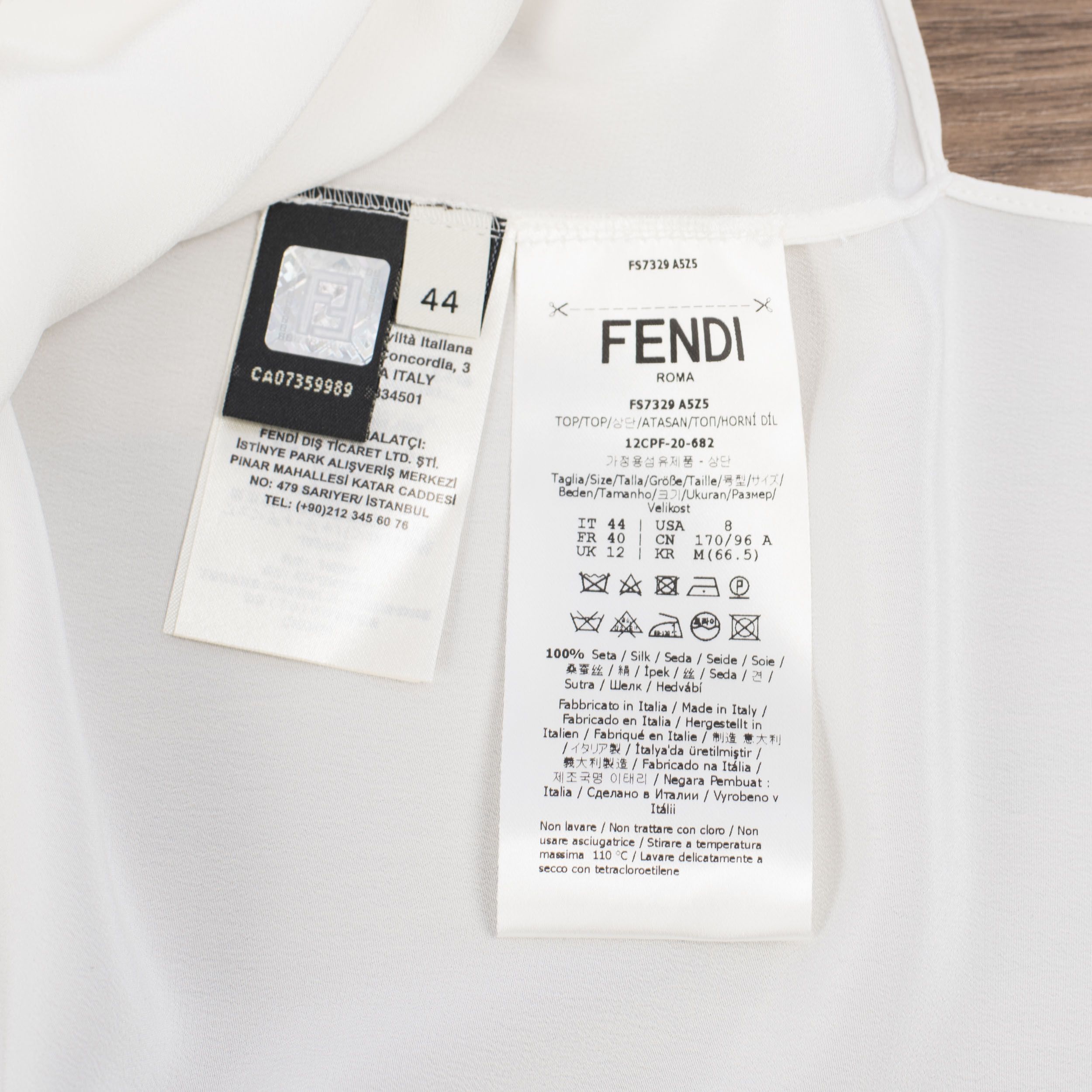 Fendi Crêpe De Chine Top With Ruffles In White Silk Size S / US 4 / IT 40 - 11 Thumbnail