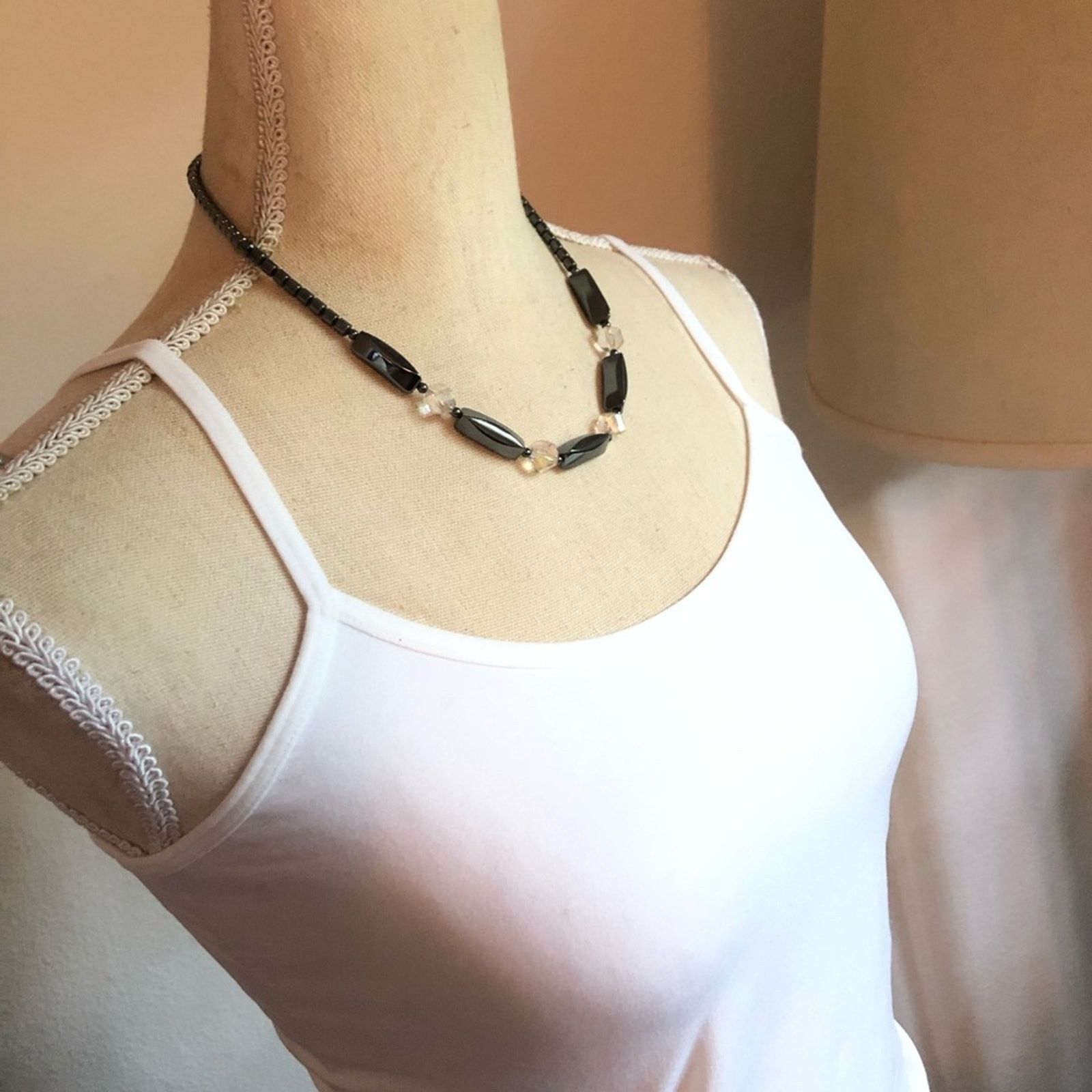 Vintage Vintage gorgeous hematite and crystal necklace Size ONE SIZE - 3 Thumbnail