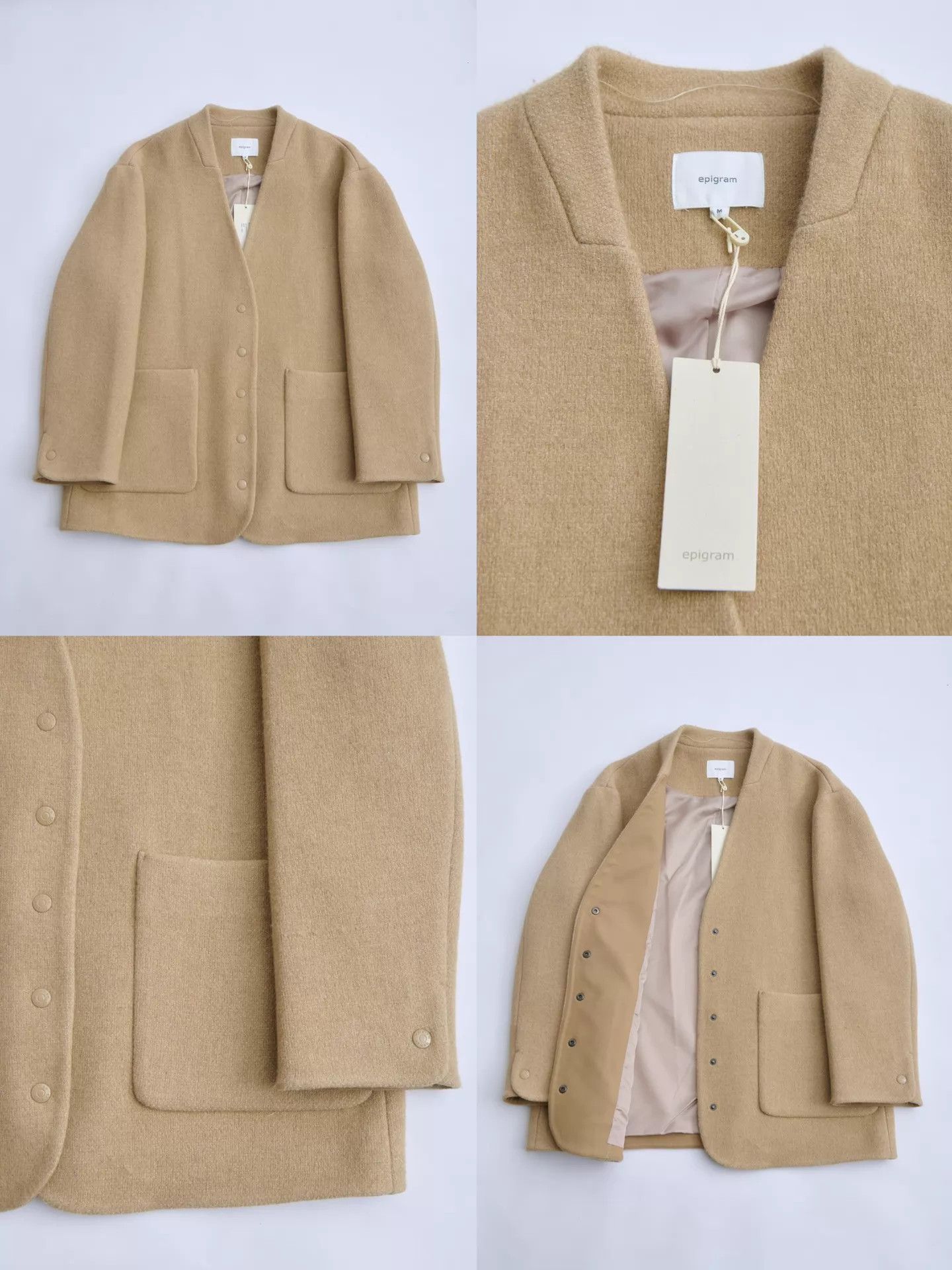 Other Epigram Collarless Wool Blend Minimalist Jacket Size M / US 6-8 / IT 42-44 - 8 Thumbnail