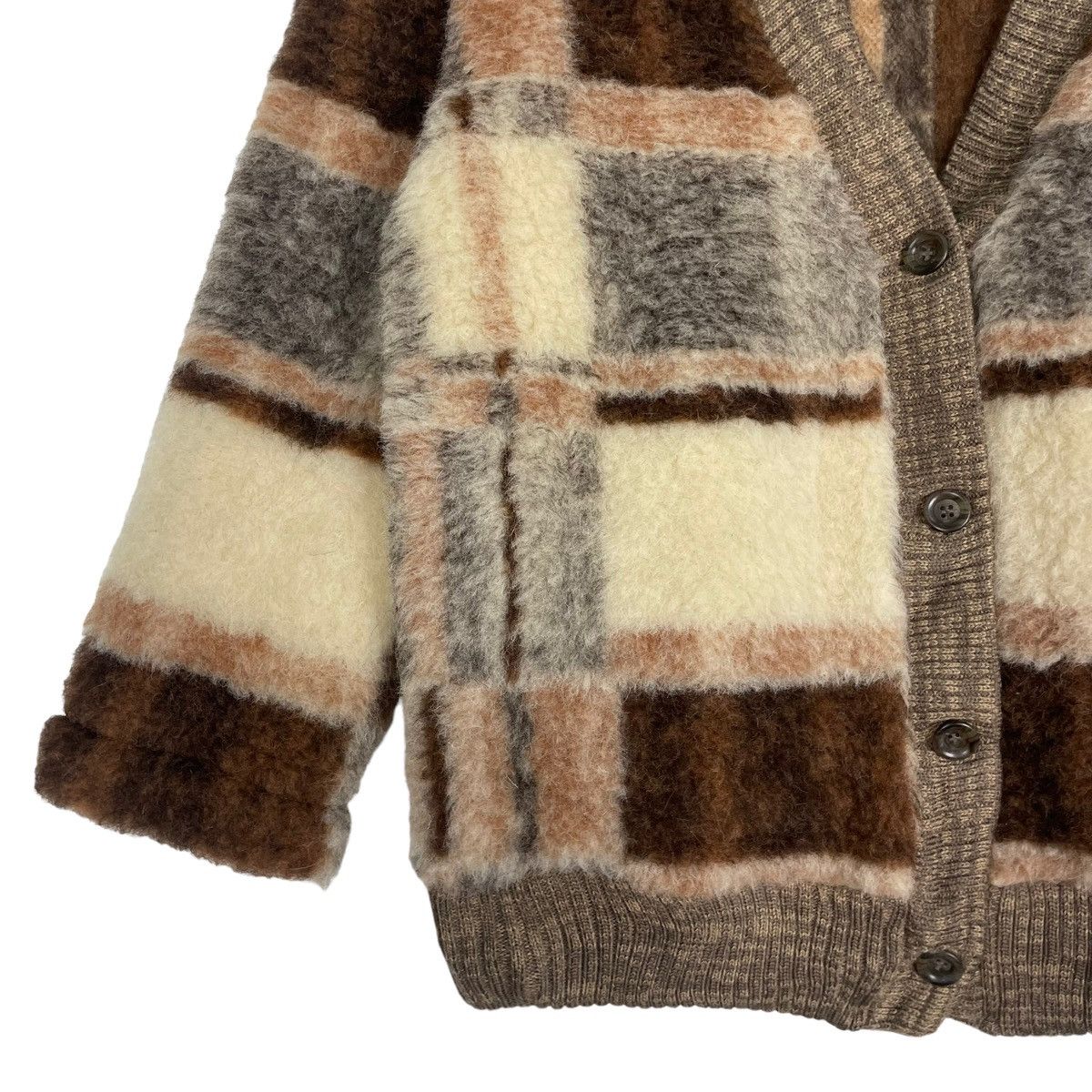 Beauty Beast × Japanese Brand × Le Grande Bleu (L.G.B.) STEAL💥COLDBREAKER CHECK PILE WOOL BUTTON CARDIGAN Size US M / EU 48-50 / 2 - 3 Thumbnail
