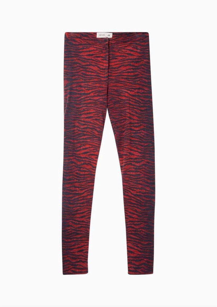Kenzo Paris Zebra Printed Wool Zip Leggings Pants Trousers