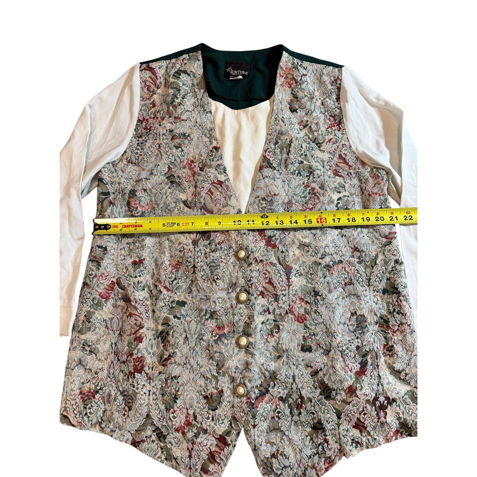 Vintage RARE Vintage 90's Nu Venture Floral Vest and Blouse Size M / US 6-8 / IT 42-44 - 2 Thumbnail