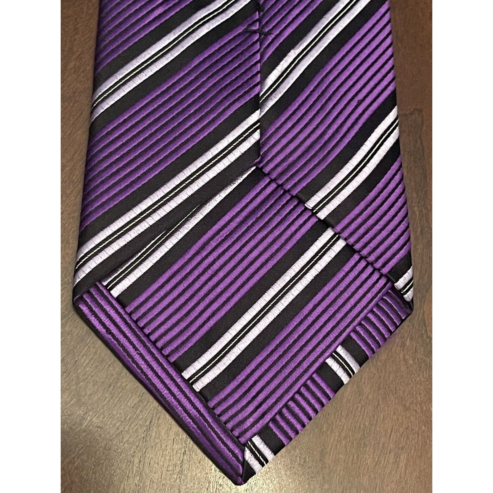 Calvin Klein Calvin Klein Purple Black 100% Silk Made In China Size ONE SIZE - 2 Thumbnail