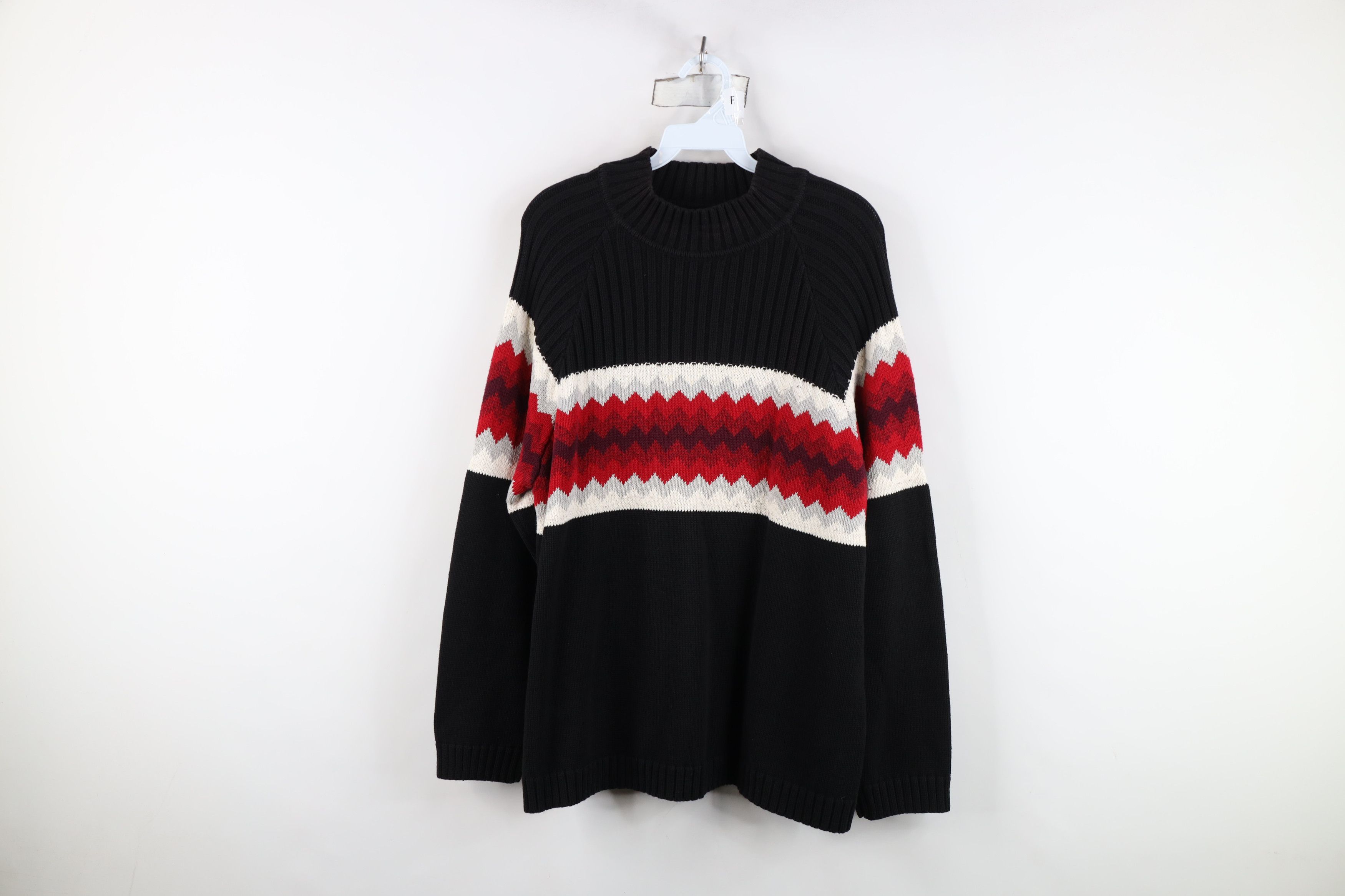 Vintage Vintage 90s Streetwear Knit Fair Isle Mock Neck Sweater Size L / US 10 / IT 46 - 1 Thumbnail