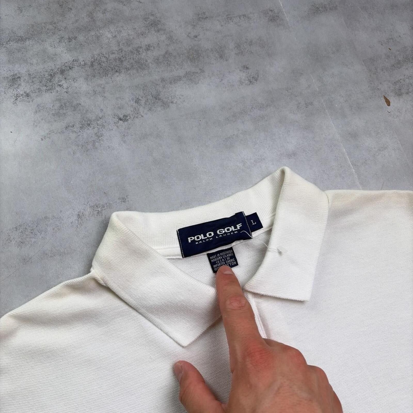 Polo Ralph Lauren Vintage 90’s White Polo Golf Distressed Deadstock Polo Shirt Size US L / EU 52-54 / 3 - 6 Thumbnail